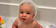 Roan joined the competition — help win amazing prizes! baby, bathtub, bubbles, foam, child, water, bath, toy, skin, cute, happy, sitting, playful, indoor, childhood, face, head, arm, leg, smile