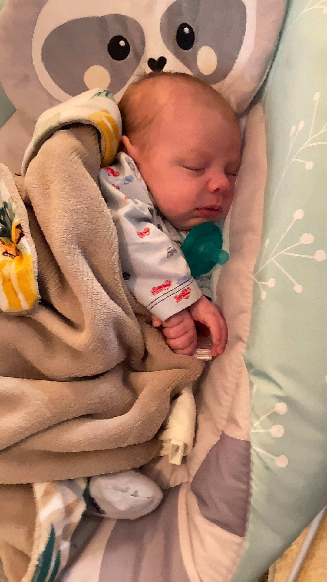 Bentley joined the competition — help win amazing prizes! baby, baby_products, baby_sleeping, baby_toddler_clothing, cheek, child, comfort, eye, face, finger, gesture, happy, head, human_body, linens, pattern, person, skin, textile, thumb