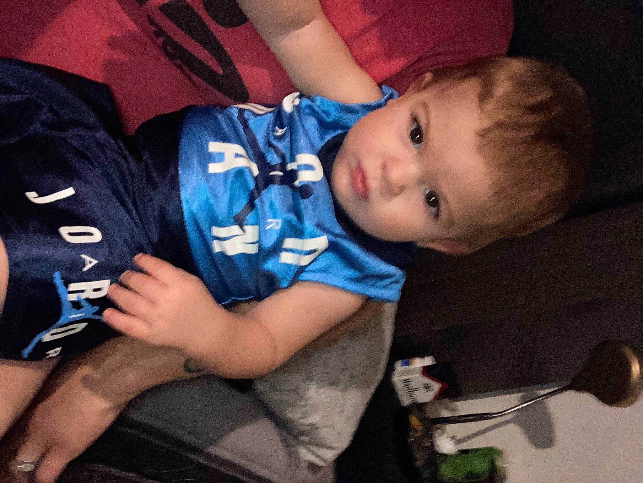 Aryiah is registered to the contest to win money with this photo: baby, baby_products, baby_toddler_clothing, child, elbow, electric_blue, finger, fun, happy, human_leg, knee, lap, mouth, person, sitting, snapshot, sportswear, t_shirt, thigh, toddler