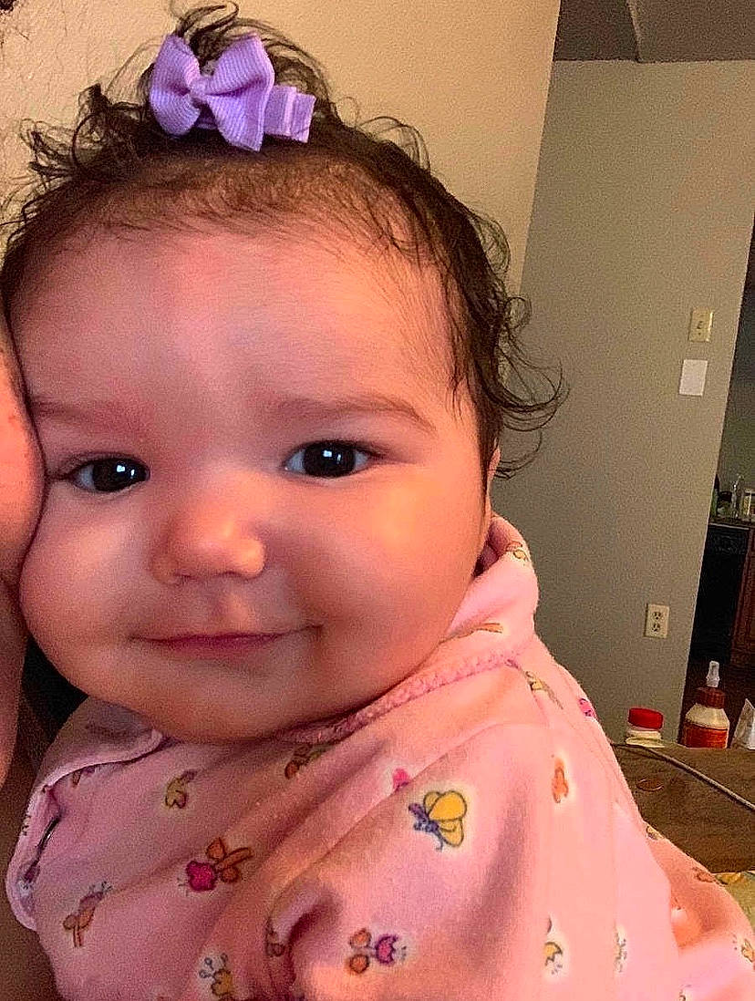 Kaidence joined the competition — help win amazing prizes! baby, brown_hair, cheek, child, ear, eye, eyebrow, face, fashion_accessory, forehead, hair_accessory, head, iris, lip, mouth, nose, person, pink, skin, smile