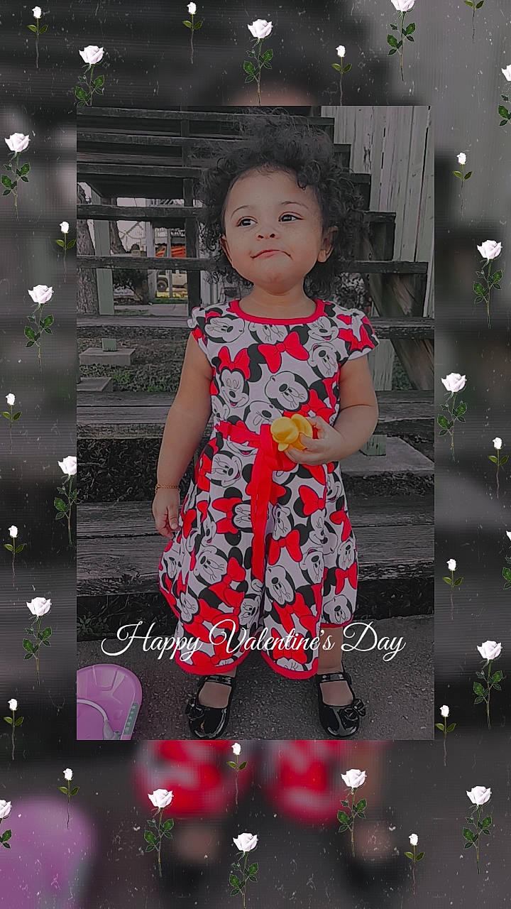 Aziza is registered to the contest to win money with this photo: adaptation, baby_toddler_clothing, child, day_dress, design, dress, event, facial_expression, fashion, fashion_design, flash_photography, formal_wear, happy, magenta, one_piece_garment, pattern, person, pink, sleeve, standing