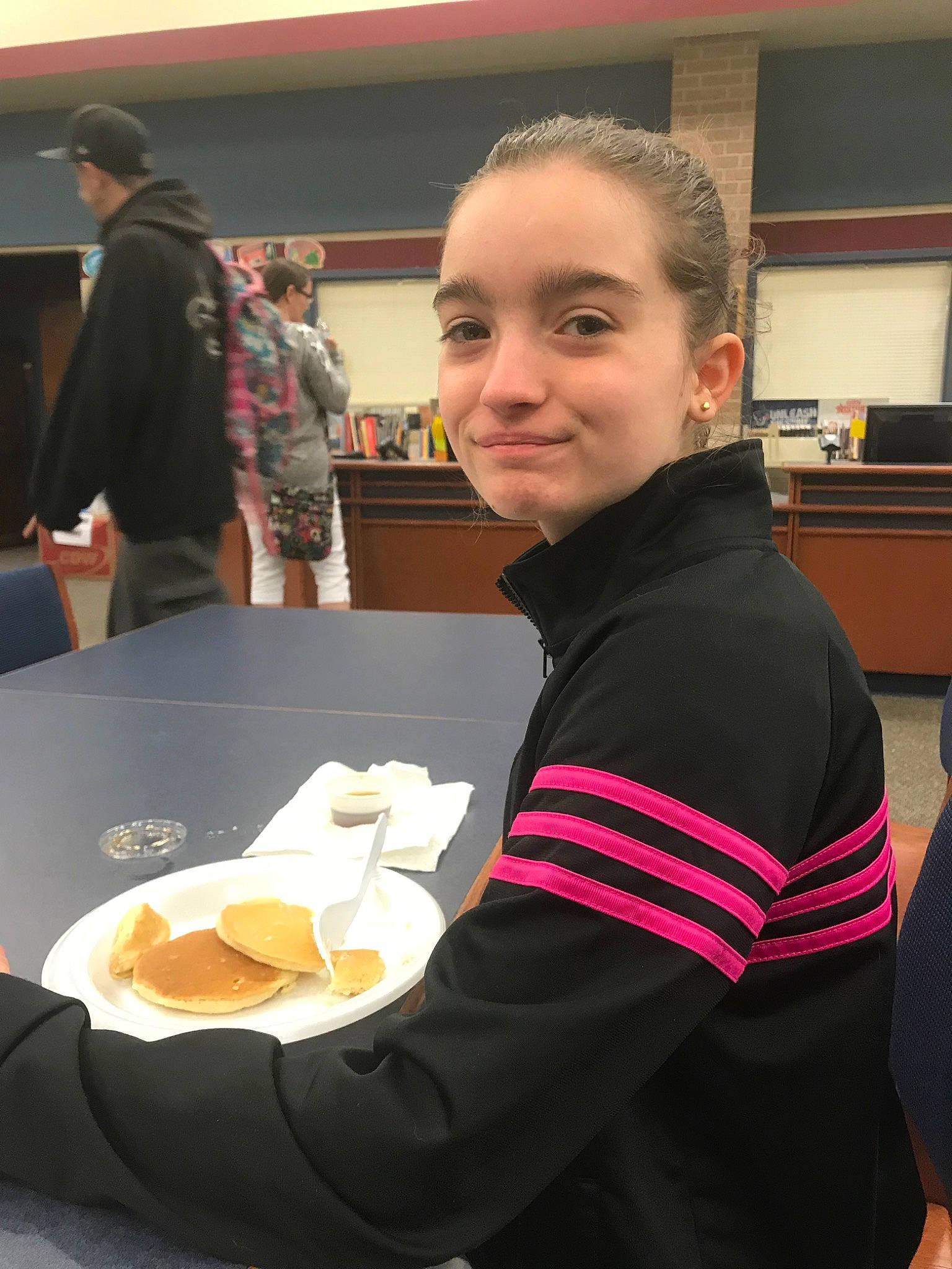 Emily is registered to the contest to win money with this photo: breakfast, cuisine, dish, fast_food, food, meal, person