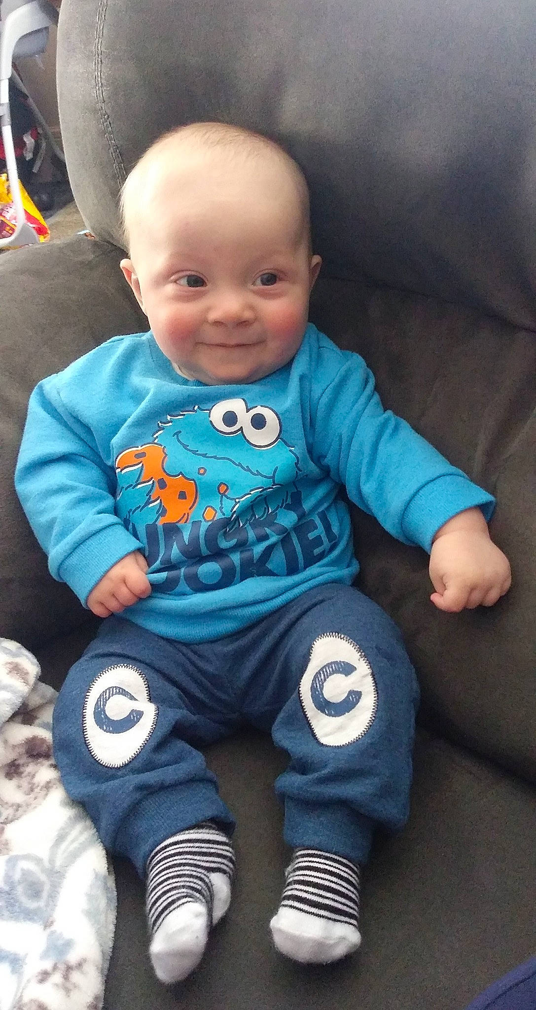 Xzavier joined the competition — help win amazing prizes! arm, azure, baby, baby_toddler_clothing, cheek, comfort, eye, facial_expression, finger, hairstyle, head, human, mouth, person, skin, sleeve, smile, standing, t_shirt, textile