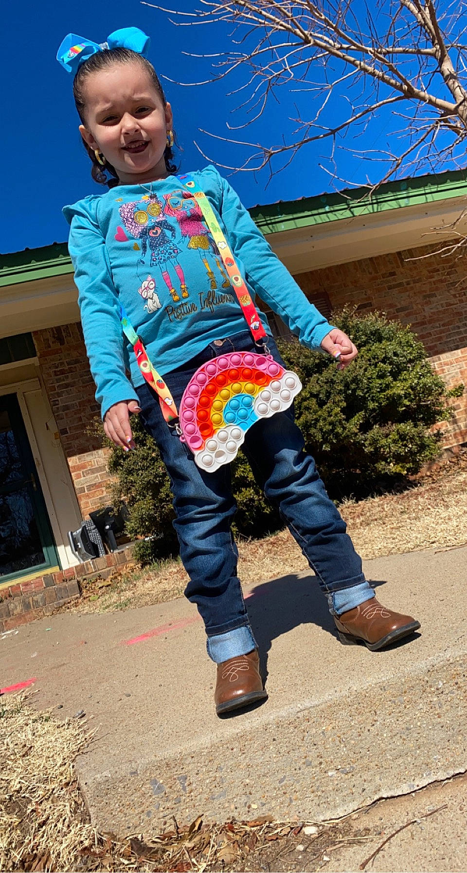 Lakenzie joined the competition — help win amazing prizes! baby_toddler_clothing, boot, child, denim, electric_blue, fun, fur, grass, happy, jeans, joy, leisure, pattern, person, plaid, plant, shoe, sky, sleeve, t_shirt