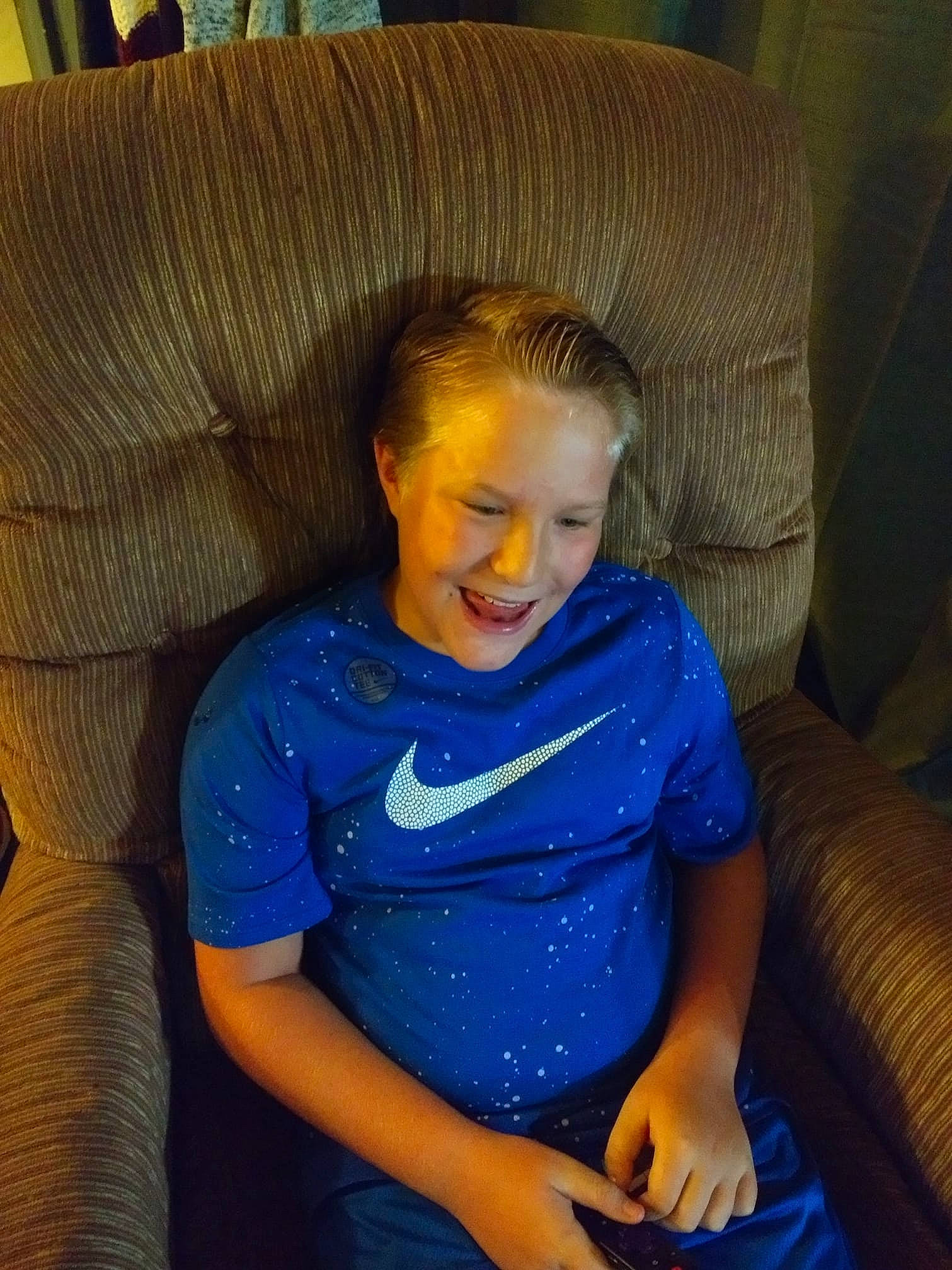 Dominic joined the competition — help win amazing prizes! blue, boy, cheek, child, day, emotion, eye, face, facial_expression, fun, girl, hair, head, human_hair_color, joy, nose, person, sitting, skin, smile