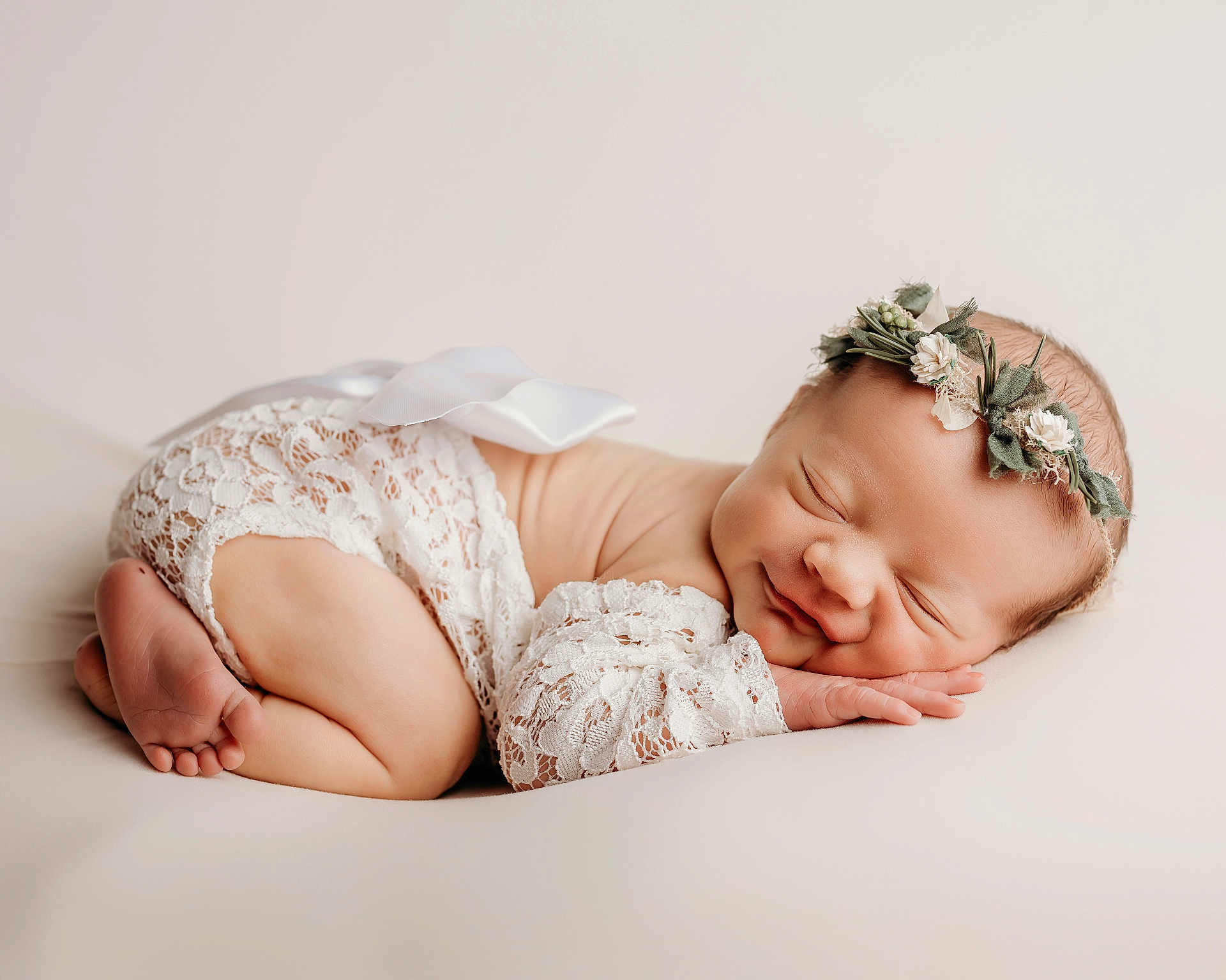 Adelaide is registered to the contest to win money with this photo: newborn, baby, sleeping, lace, flower_crown, infant, soft, portrait, cute, peaceful, skin, headband, closeup, child, resting, newborn_photography, delicate, tender, small, adorable