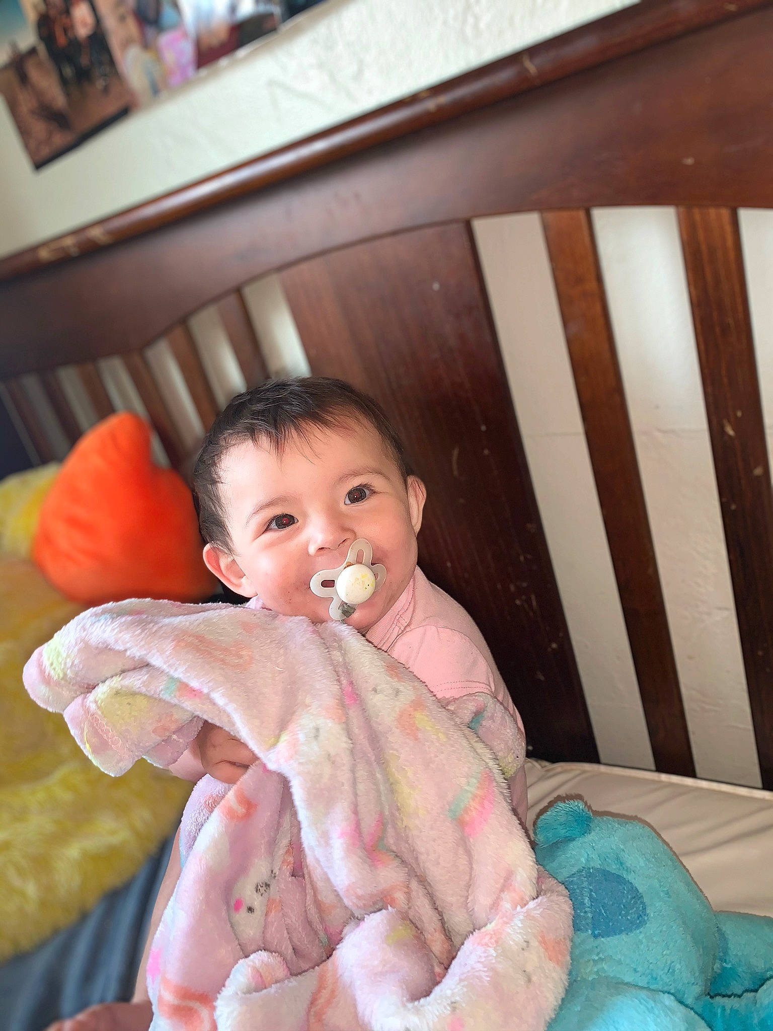 Katalina joined the competition — help win amazing prizes! baby, baby_products, baby_toddler_clothing, baby_toys, bedding, cheek, child, comfort, face, finger, fur, happy, joy, linens, person, picture_frame, room, sitting, skin, textile