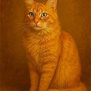 Moustique participe au concours pour gagner de l'argent avec cette photo : alert, animal, calm, cat, close_up, cute, ears, feline, fluffy, ginger_cat, green_eyes, indoor, orange_fur, pet, portrait, sitting, soft_fur, studio_lighting, tail, whiskers