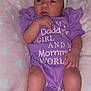 Lily joined the competition — help win amazing prizes! baby, infant, girl, headband, bow, purple_clothing, onesie, blanket, soft, cute, newborn, sleepy, lying_down, hand, legs, indoors, portrait, child, face, skin