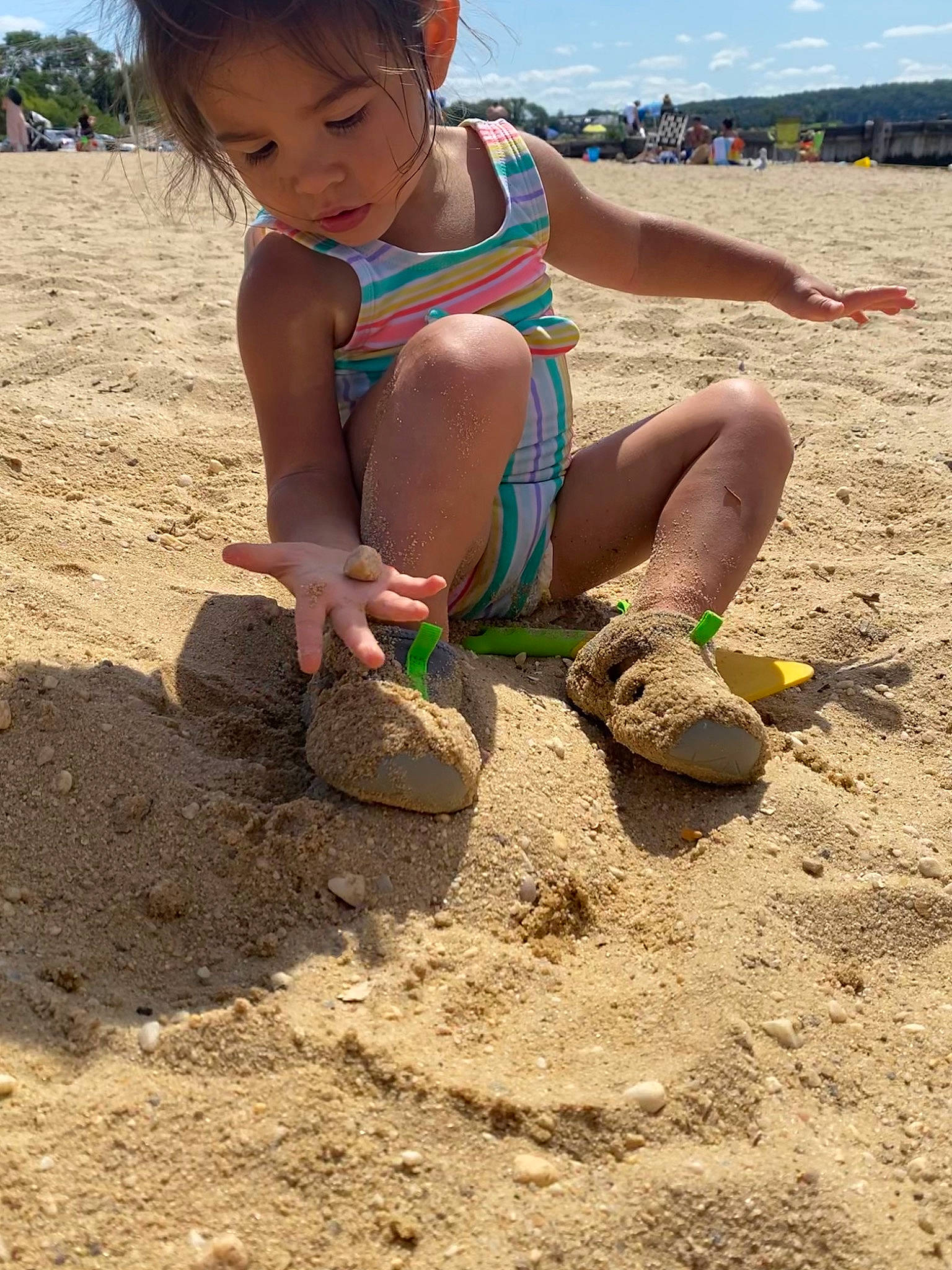 Henley joined the competition — help win amazing prizes! beach, child, fun, mud, person, play, sand, soil, summer, vacation