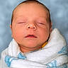 Bellamy joined the competition — help win amazing prizes! newborn, baby, sleeping, infant, portrait, face, blanket, swaddled, cozy, peaceful, indoors, close_up, photography, blue_background, white_blanket, soft_lighting, eyes_closed, calm, child, burrito