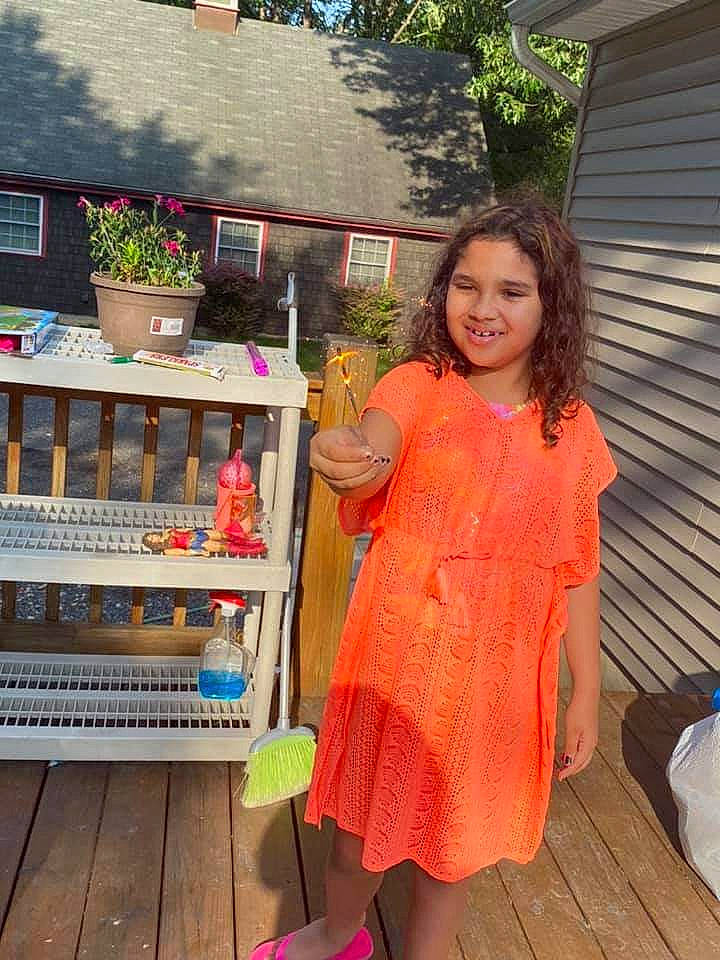 Destinie joined the competition — help win amazing prizes! child, dress, home, house, joy, orange, peach, person, pink, summer, toddler, vacation