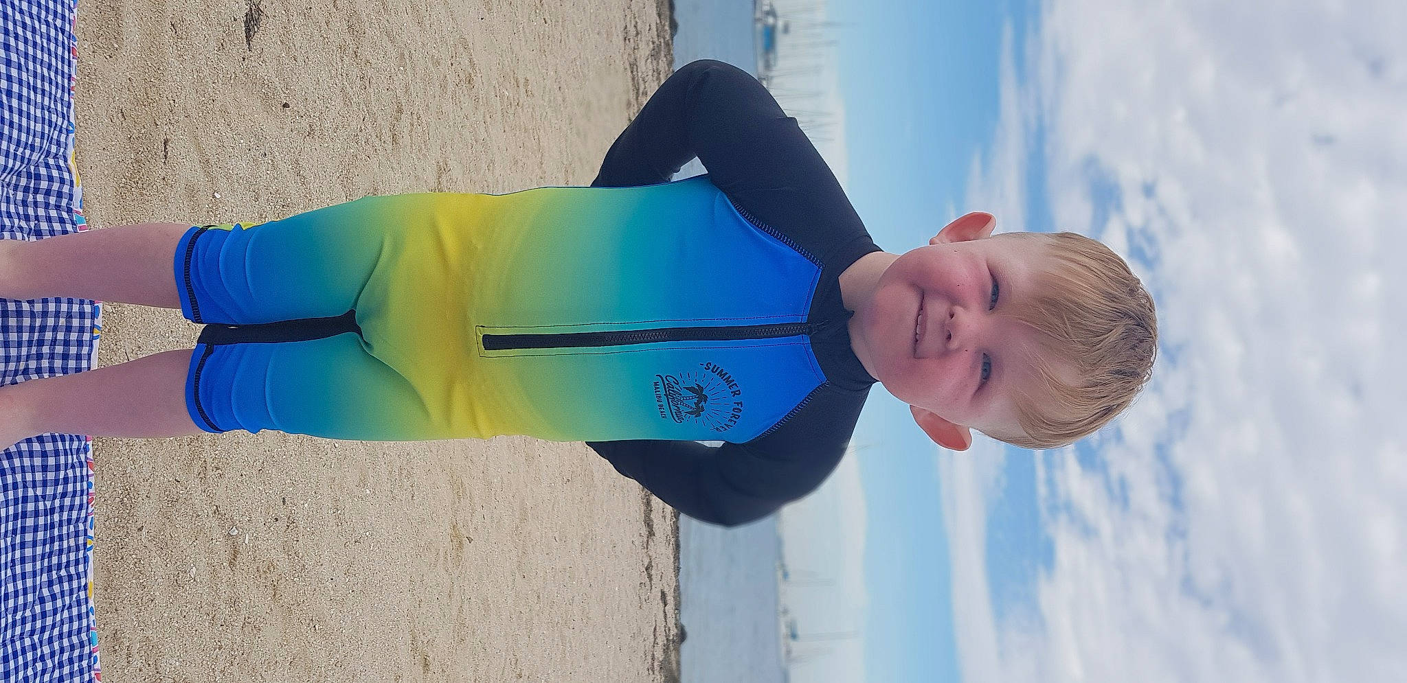 Riley joined the competition — help win amazing prizes! aqua, azure, baby_toddler_clothing, beauty, blue, cobalt_blue, daytime, elbow, electric_blue, happy, joint, joy, leisure, neck, people_in_nature, person, sand, sleeve, summer, sunlight