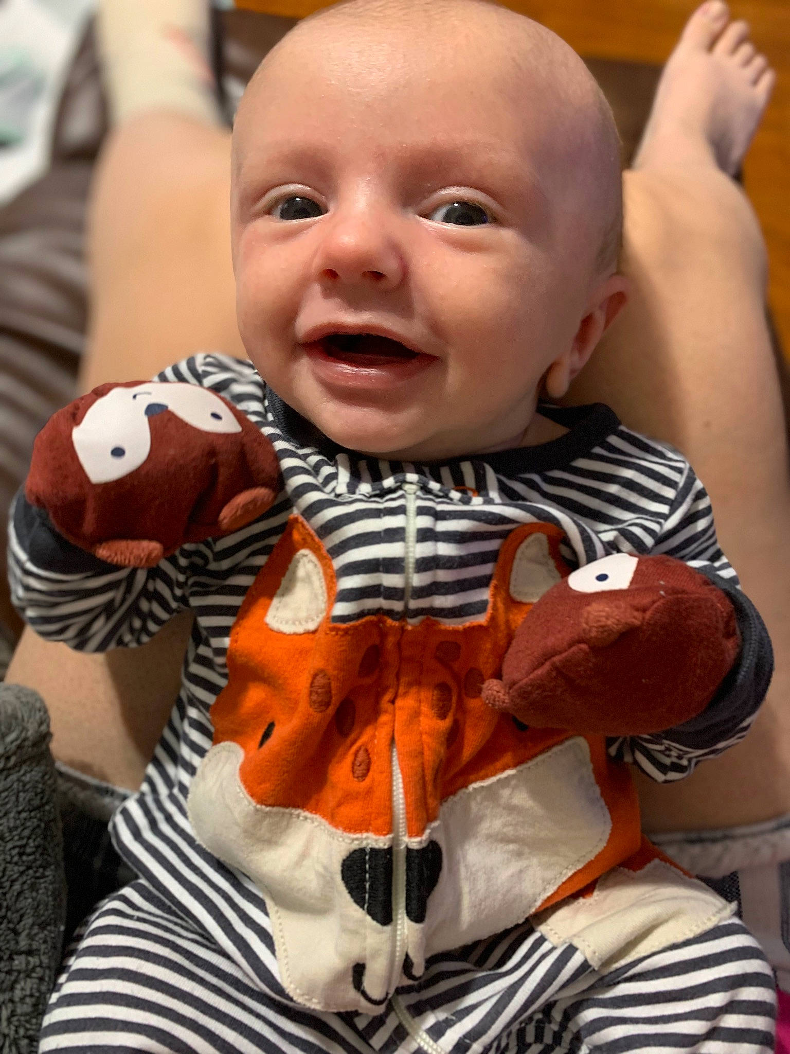 Briar joined the competition — help win amazing prizes! baby, baby_toddler_clothing, cheek, child, collar, fun, happy, iris, nose, orange, pattern, person, personal_protective_equipment, product, skin, sleeve, smile, thumb, toddler, toy