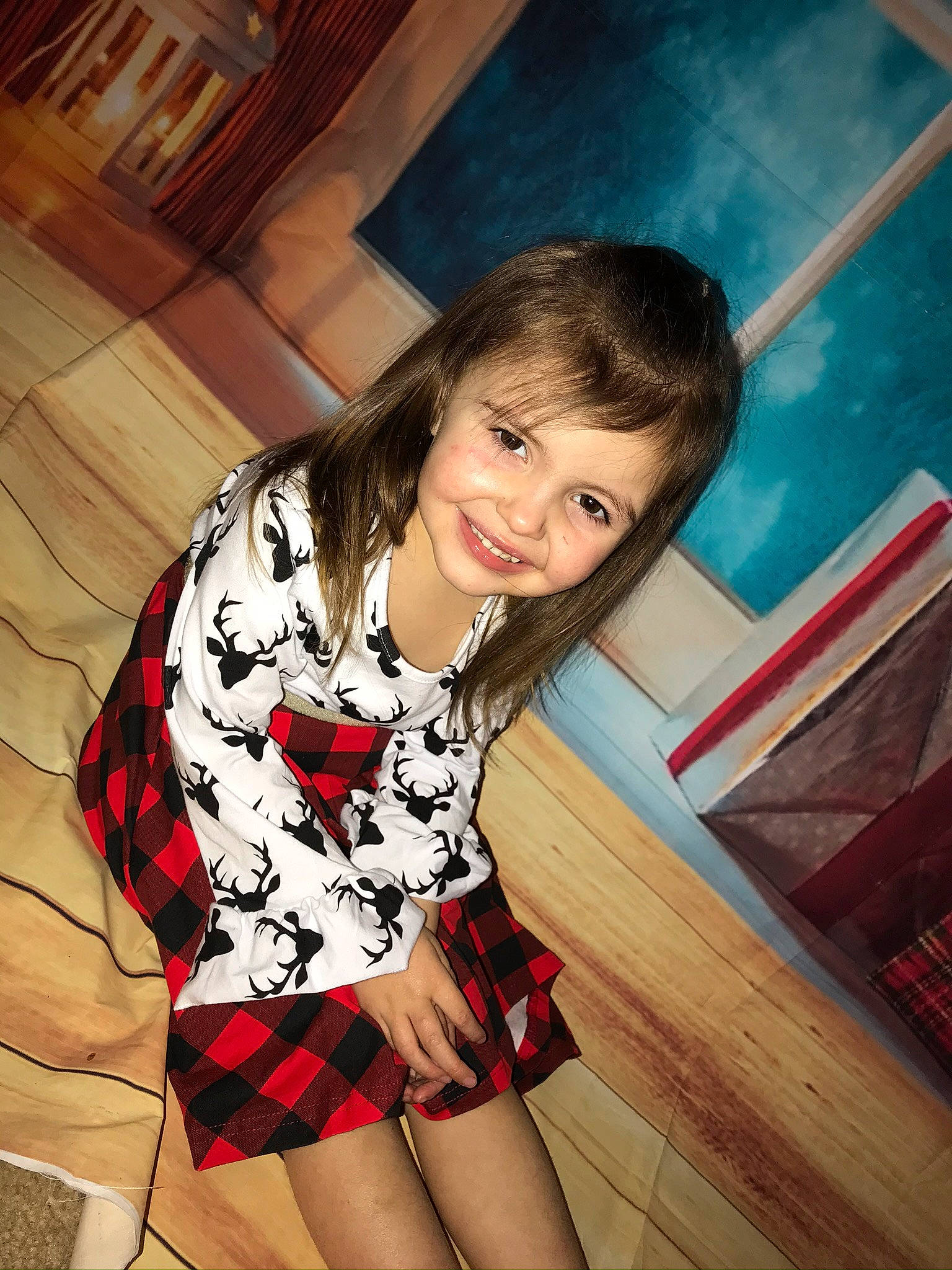 Sutton joined the competition — help win amazing prizes! beauty, child, child_model, design, eye, fawn, fun, human_leg, joy, leg, long_hair, pattern, person, plaid, smile, tartan, textile, thigh, uniform