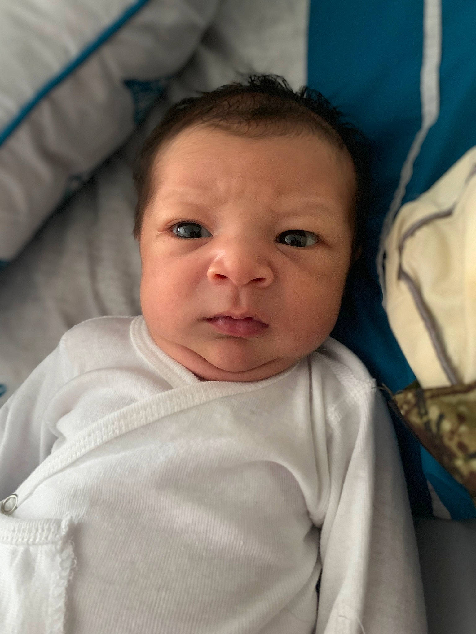 Jameson joined the competition — help win amazing prizes! baby, baby_toddler_clothing, cheek, child, comfort, eye, eyebrow, eyelash, forehead, infant_bed, iris, linens, lip, mouth, nose, person, skin, sleeve, smile, toddler