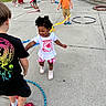 Lolani Davenport joined the competition — help win amazing prizes! activity, casual_clothing, child, children, concrete, daytime, diverse, family, friends, fun, group, happy, hula_hoops, outdoor, people, playing, ribbons, sidewalk, summer, toddler