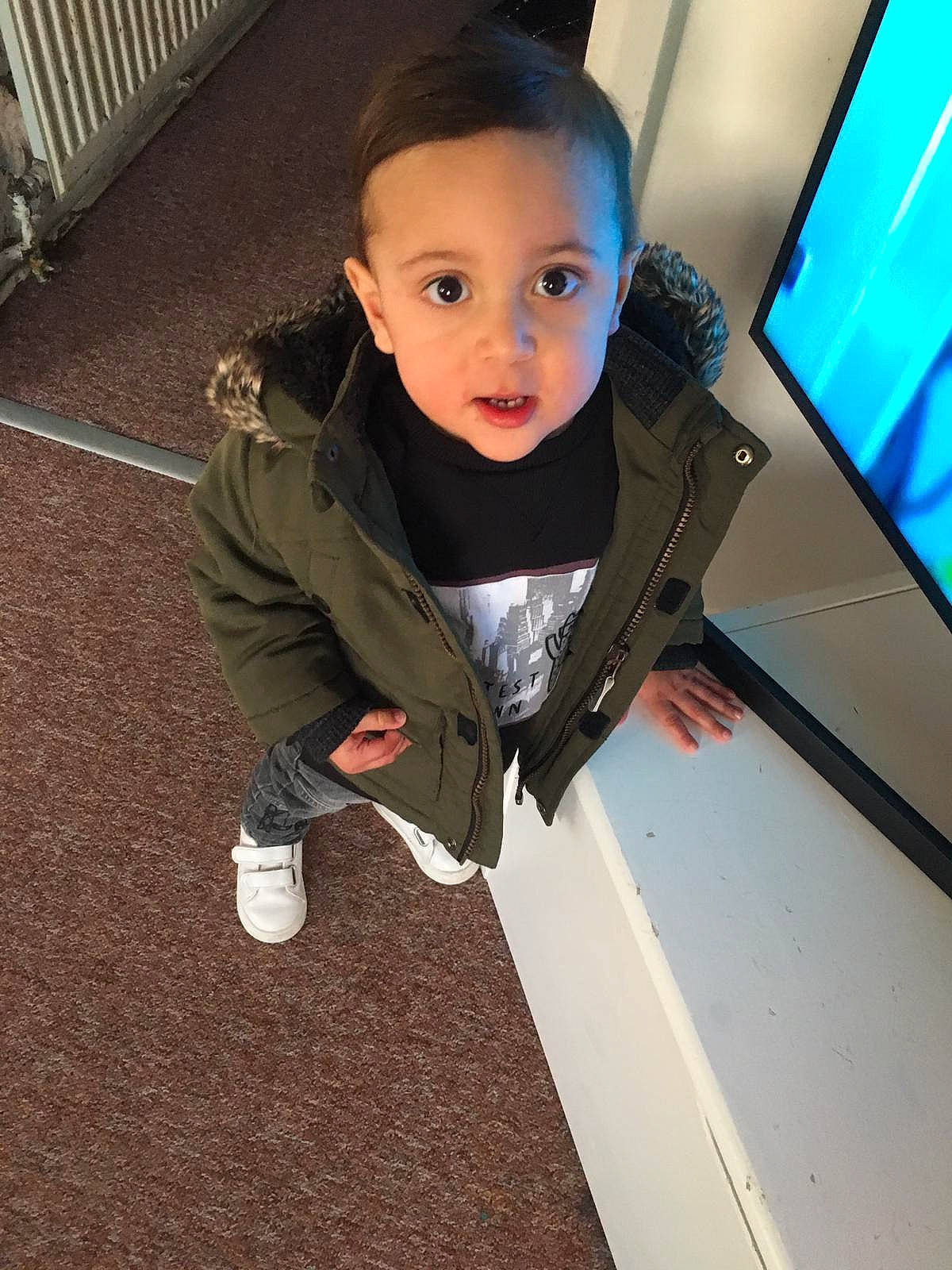 Dakarai is registered to the contest to win money with this photo: baby, child, face, head, person, smile, toddler