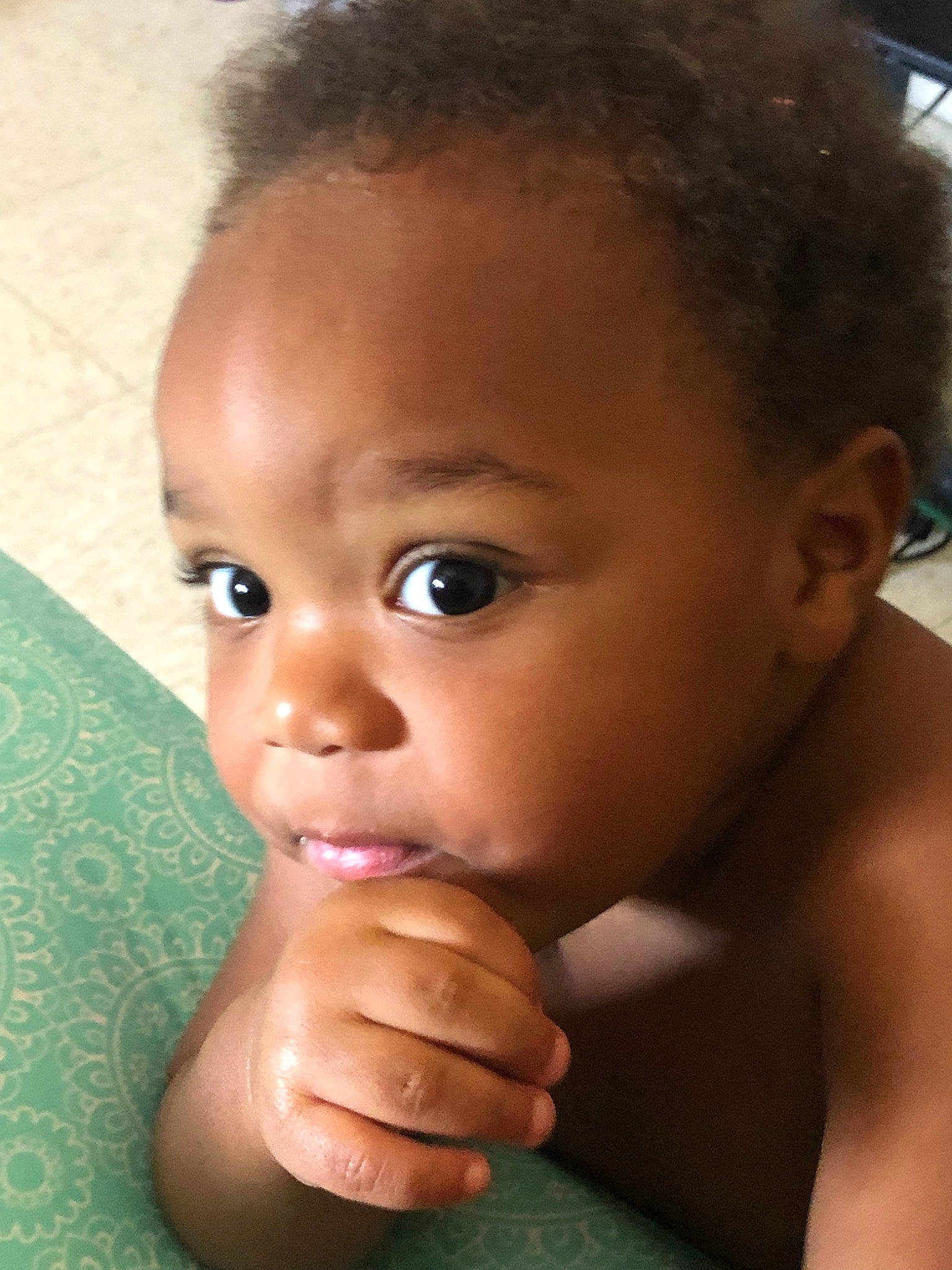 Jaylyn is registered to the contest to win money with this photo: baby, black_hair, cheek, child, chin, close_up, eye, eyebrow, face, finger, forehead, hair, head, lip, mouth, muscle, neck, nose, person, skin