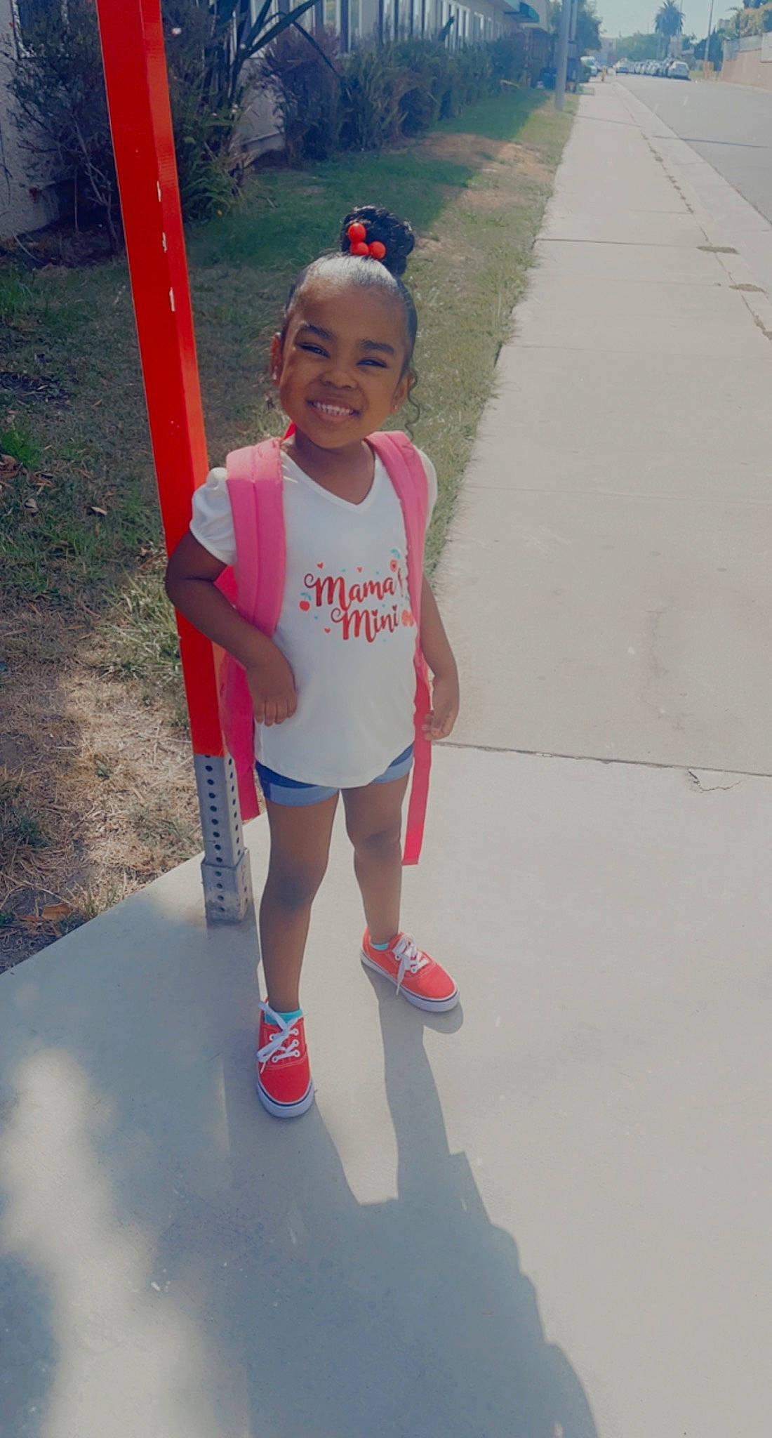 Lareina joined the competition — help win amazing prizes! asphalt, cap, child, cool, electric_blue, fun, happy, hat, head, joy, knee, leisure, person, pink, recreation, shorts, smile, sports, sportswear, t_shirt