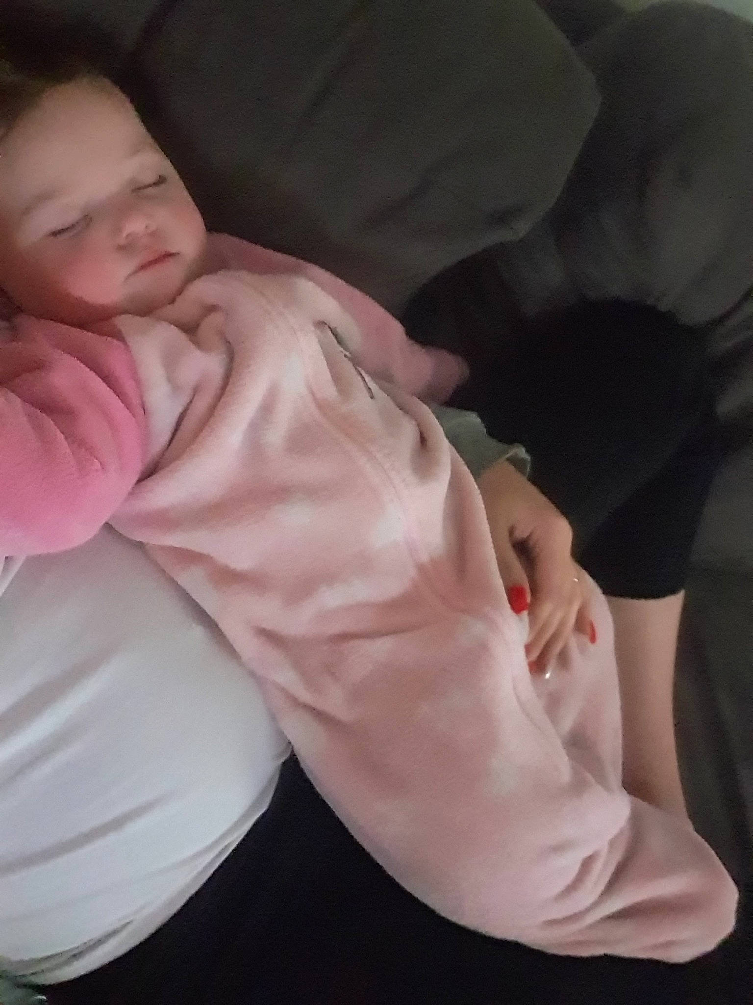 Ruby is registered to the contest to win money with this photo: abdomen, arm, baby, birth, cheek, child, comfort, hand, leg, nap, person, pink, skin, sleep, toddler