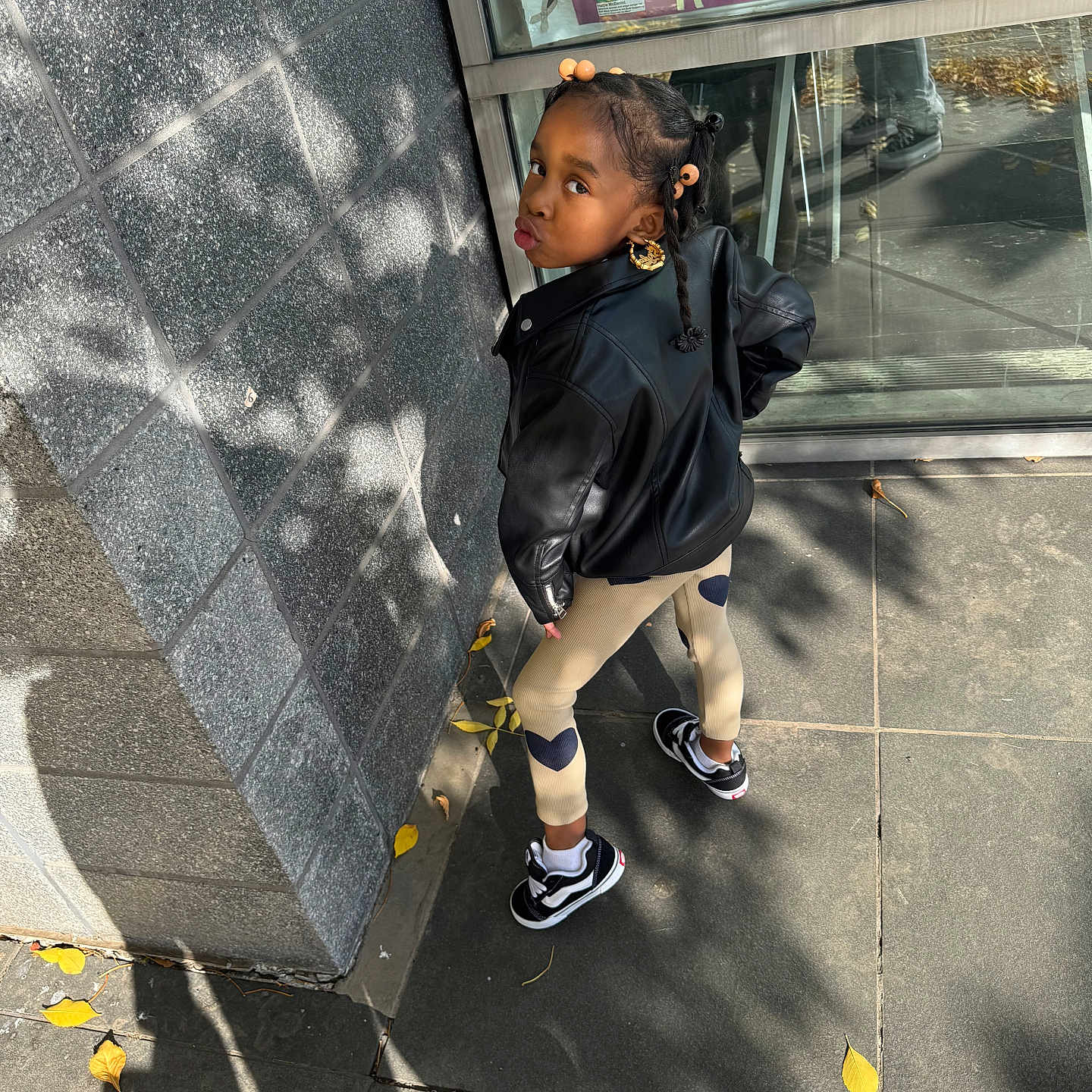 Skylar joined the competition — help win amazing prizes! child, clothing, coat, face, female, footwear, girl, head, jacket, pants, path, person, photography, portrait, shoe, shorts, sidewalk, slate, sneaker, walkway