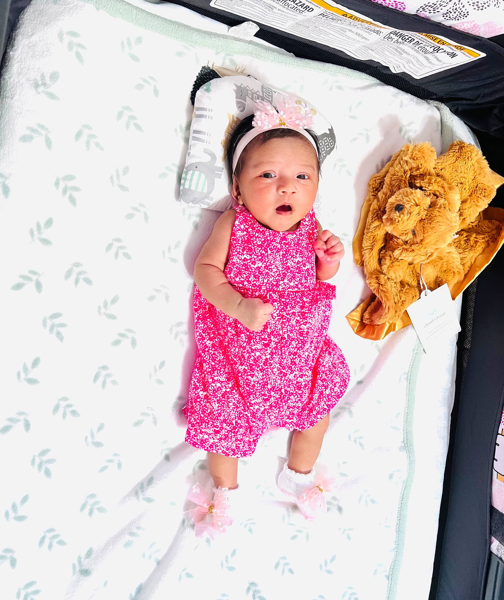 Anaiah joined the competition — help win amazing prizes! baby, baby_toddler_clothing, child, comfort_food, day_dress, embellishment, fashion_design, happy, headwear, linens, magenta, one_piece_garment, pattern, peach, person, portrait_photography, room, skin, sleeve, textile