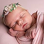 Alix a rejoint le concours — aidez-le/la à gagner de superbes lots ! newborn, baby, sleeping, pink, blanket, headband, flower, infant, soft, cute, peaceful, portrait, closeup, skin, wrapped, child, resting, indoors, tender, adorable