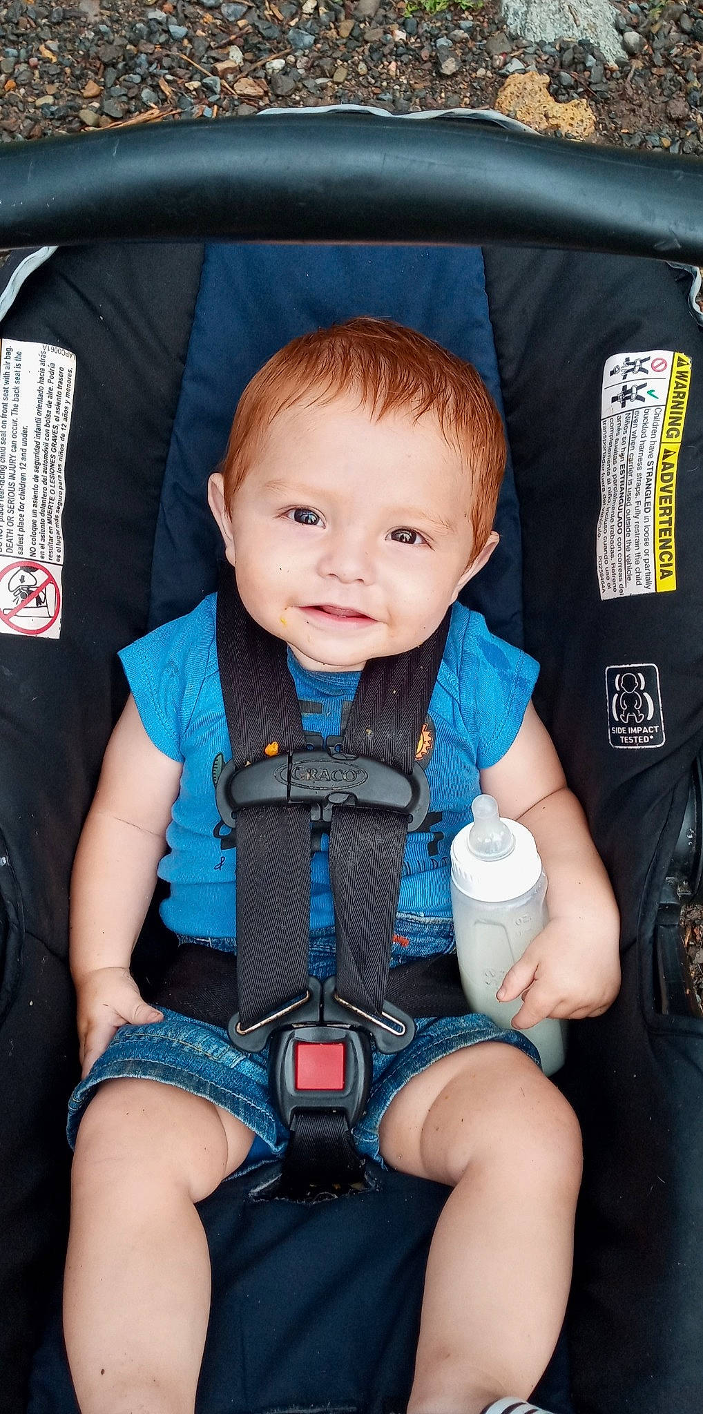 D'Angelo joined the competition — help win amazing prizes! azure, baby, baby_carriage, baby_products, baby_toddler_clothing, beauty, car_seat, cheek, child, comfort, electric_blue, organ, people, person, product, seat_belt, skin, smile, thumb, toddler