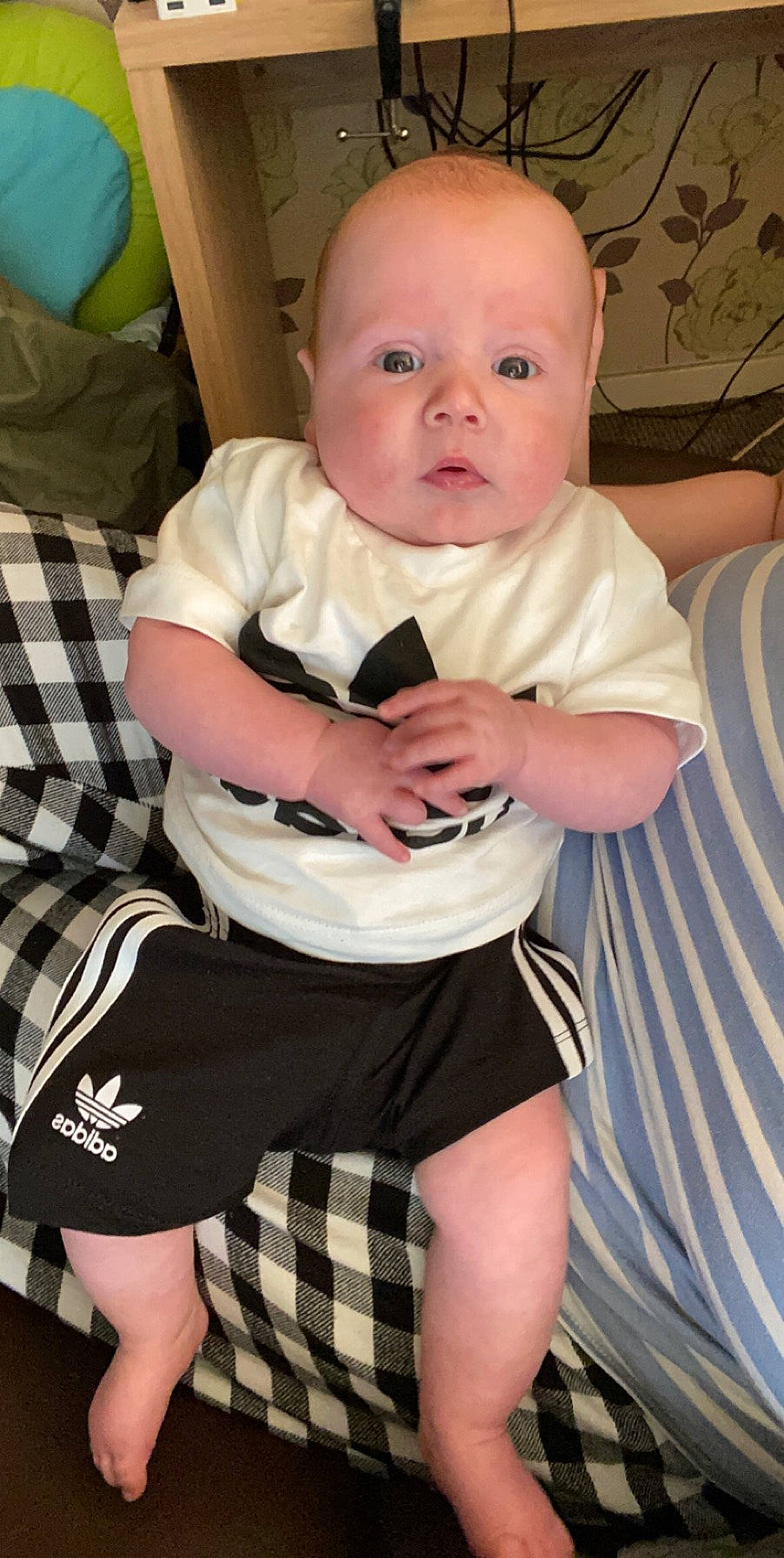 Alfie-james is registered to the contest to win money with this photo: arm, baby, baby_products, baby_toddler_clothing, cheek, child, leg, person, product, sitting, skin, toddler