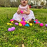 Cora is registered to the contest to win money with this photo: baby, backyard, face, field, flower, grass, grassland, head, nature, outdoors, park, person, petal, photography, plant, portrait, purple, sitting, vegetation, yard
