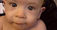 David joined the competition — help win amazing prizes! baby, child, closeup, cute, expression, eyes, face, forehead, heart, human, indoor, infant, person, portrait, shirtless, sitting, skin, skin_tone, sticker, young