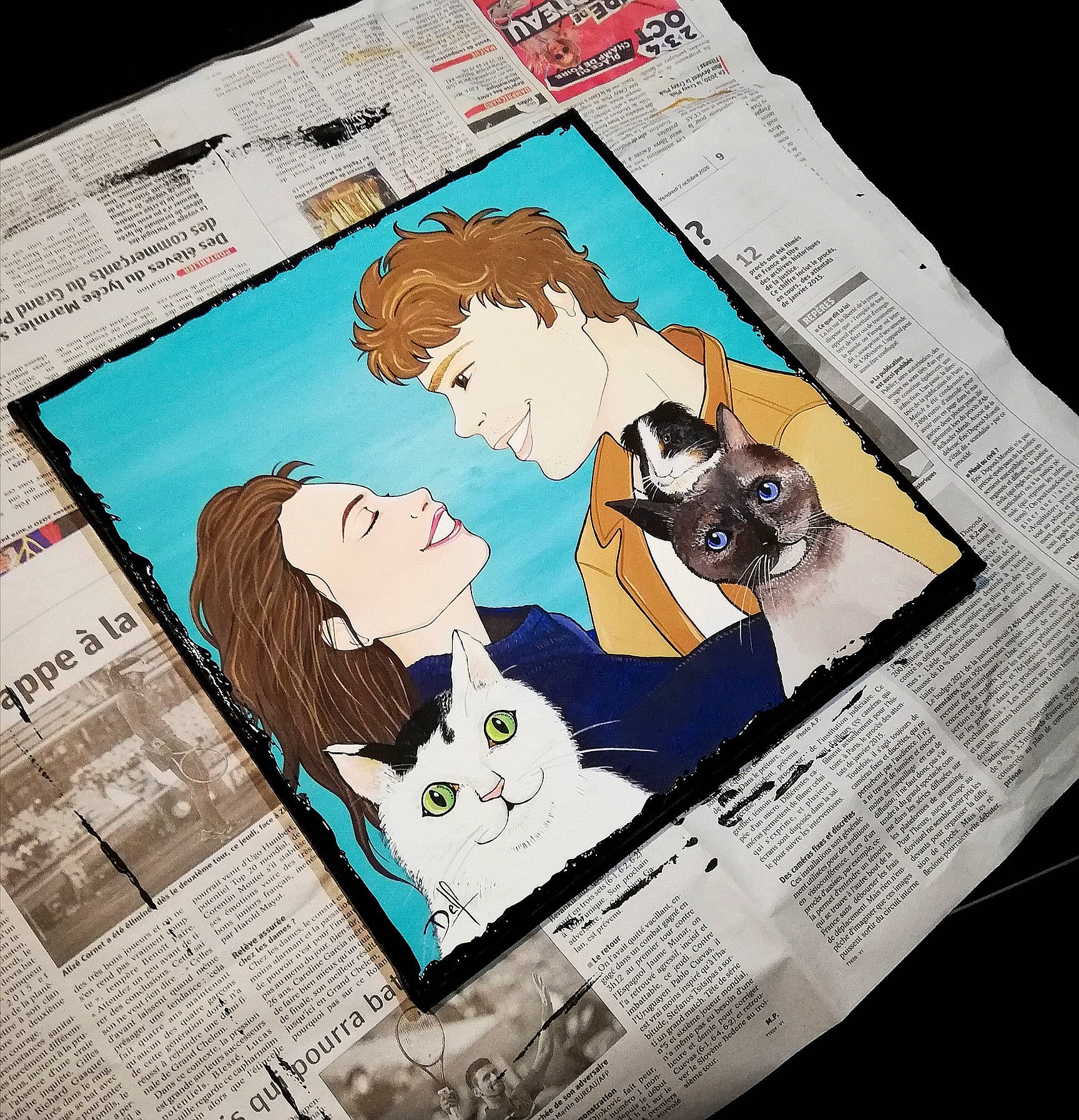 Maguy participe au concours pour gagner de l'argent avec cette photo : art, boston_terrier, canidae, carnivore, dog, illustration, paper, paper_product, world