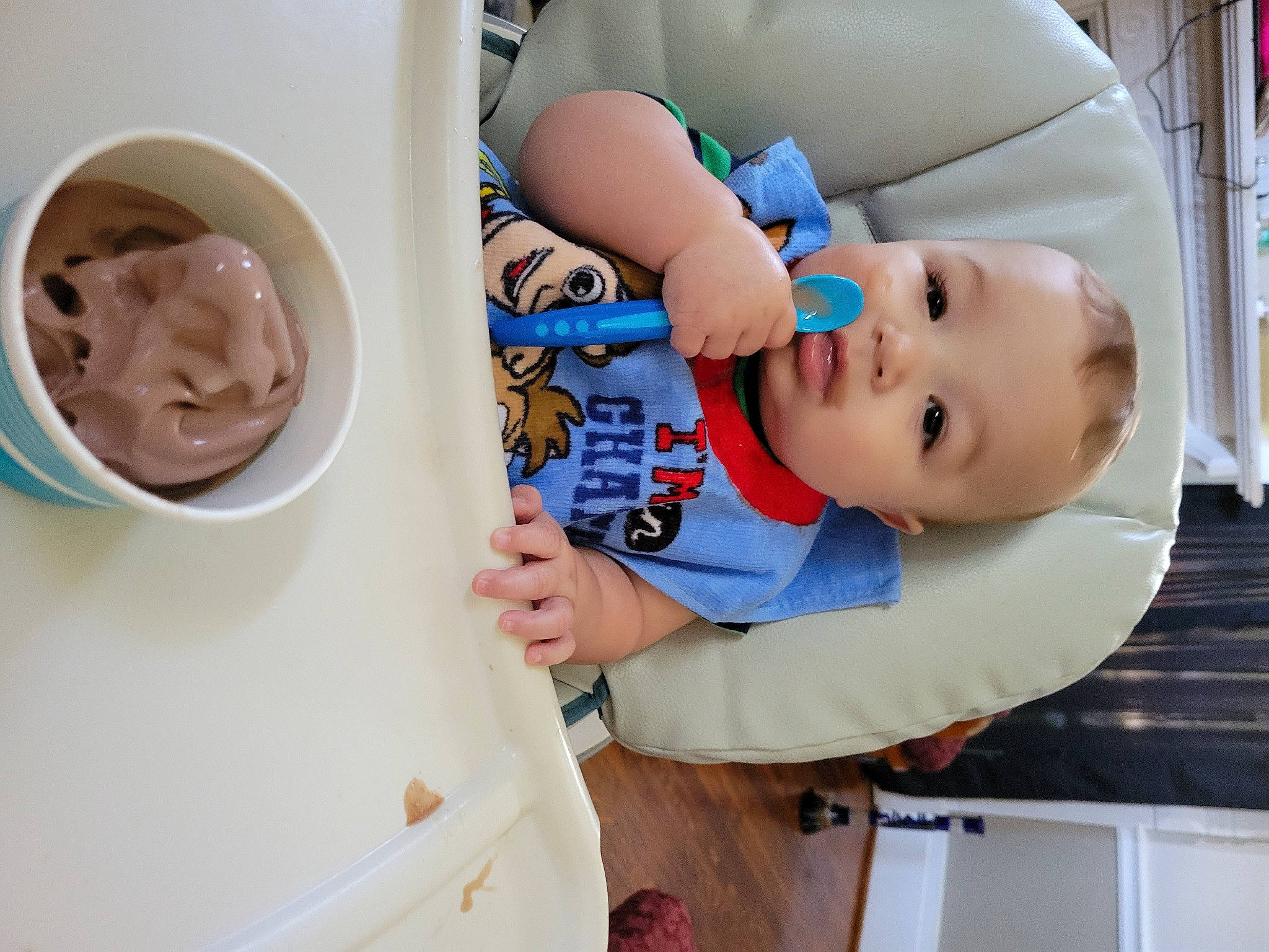 Adrien joined the competition — help win amazing prizes! baby, baby_food, baby_products, baby_safety, baby_toddler_clothing, bowl, child, comfort, dishware, drinkware, facial_expression, food, hat, headgear, ingredient, linens, person, room, serveware, tableware
