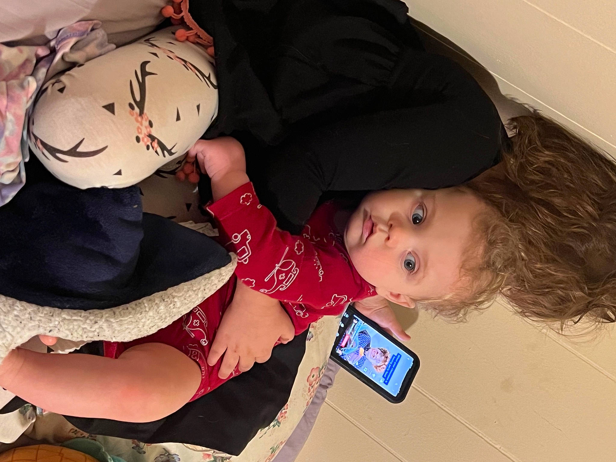 Mackynzi joined the competition — help win amazing prizes! baby, baby_products, bangs, child, eye, face, finger, fun, happy, hat, head, human_leg, lap, mouth, organ, person, sandal, sitting, thigh, toddler