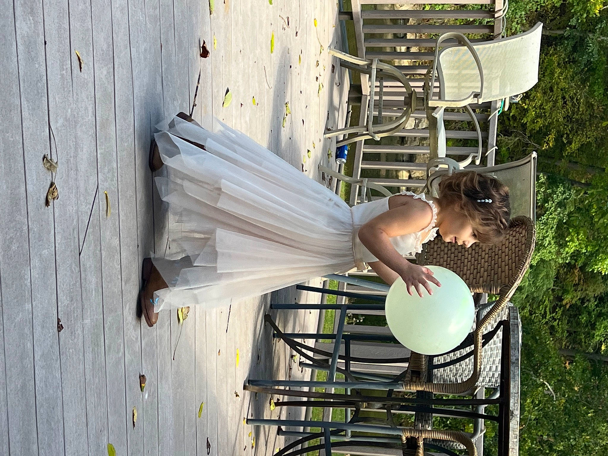 Mackynzi joined the competition — help win amazing prizes! bridal_clothing, chair, dress, fun, grass, handrail, happy, house, human_body, leisure, metal, person, plant, tree, wedding_dress, wood