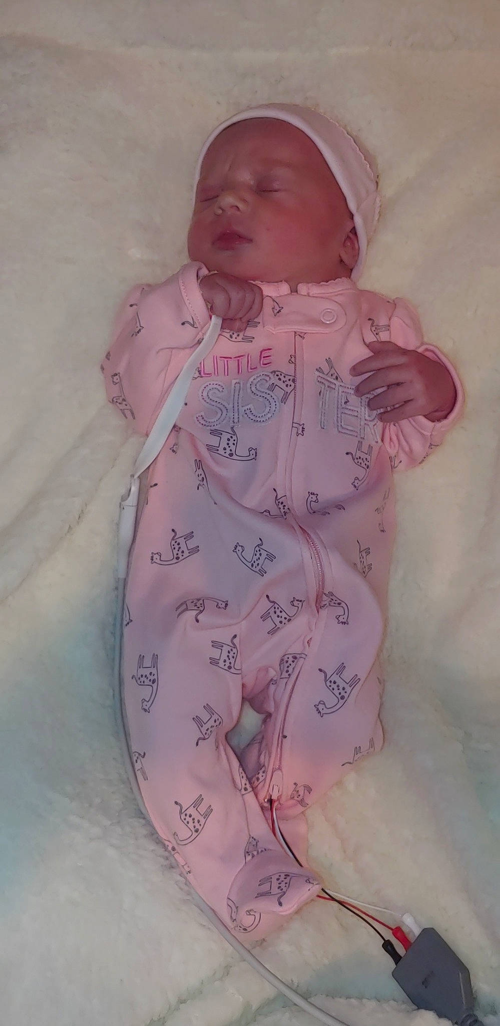 Alorah joined the competition — help win amazing prizes! arm, baby, baby_products, baby_sleeping, baby_toddler_clothing, cap, child, comfort, eye, face, hand, headgear, linens, lip, pattern, person, pink, skin, sleeve, toddler