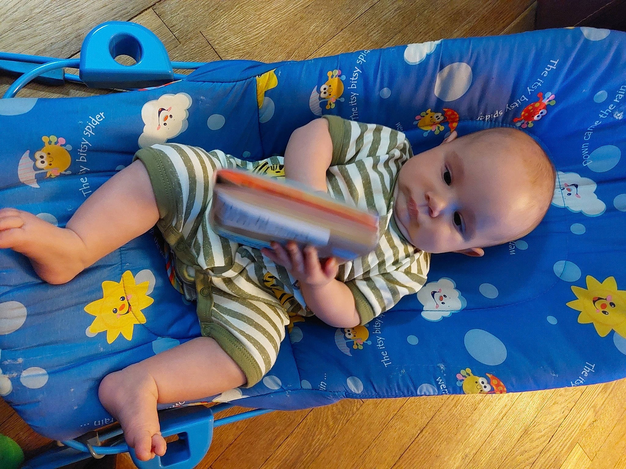 Rylie is registered to the contest to win money with this photo: art, azure, baby, baby_products, baby_toddler_clothing, baby_toys, blue, child, comfort, electric_blue, flooring, happy, human_leg, linens, pattern, person, room, sleeve, sock, toddler