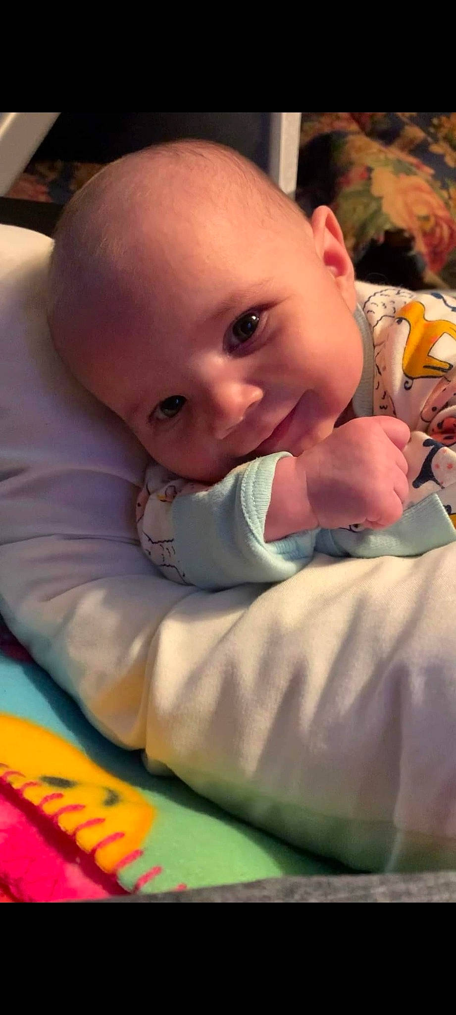 Rylie joined the competition — help win amazing prizes! arm, baby, baby_products, baby_toddler_clothing, cheek, child, chin, comfort, hand, happy, head, linens, mouth, nose, organ, person, product, skin, smile, textile