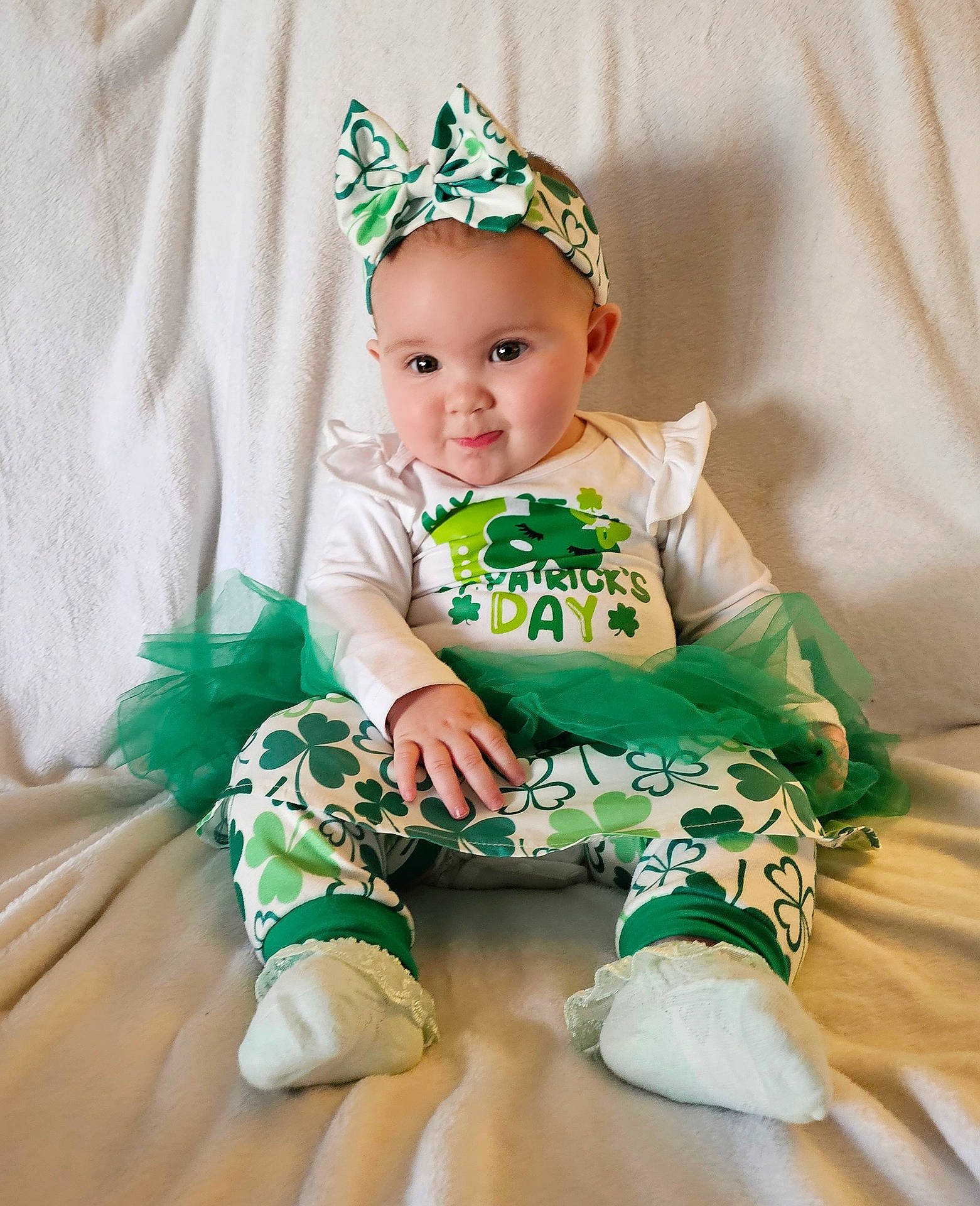 Aubree joined the competition — help win amazing prizes! baby, baby_toddler_clothing, child, costume_hat, fashion_accessory, grass, hair_accessory, happy, hat, head, headband, headpiece, jewellery, pattern, person, product, sleeve, smile, sock, toddler