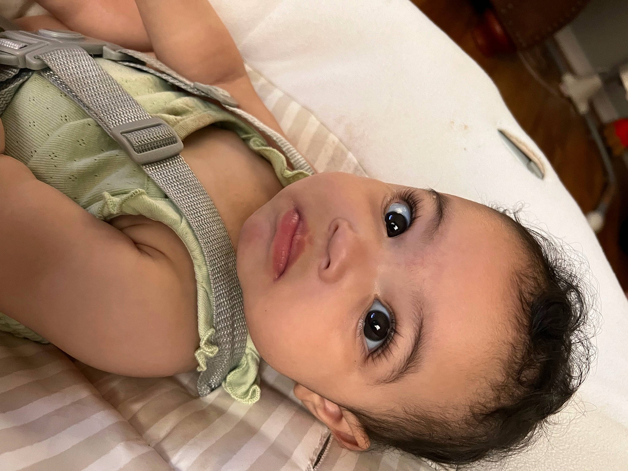 Bria is registered to the contest to win money with this photo: baby, cheek, chest, child, comfort, eye, eyelash, fashion_accessory, flash_photography, fur, happy, jewellery, lip, mouth, nose, person, portrait_photography, skin, toddler, tree