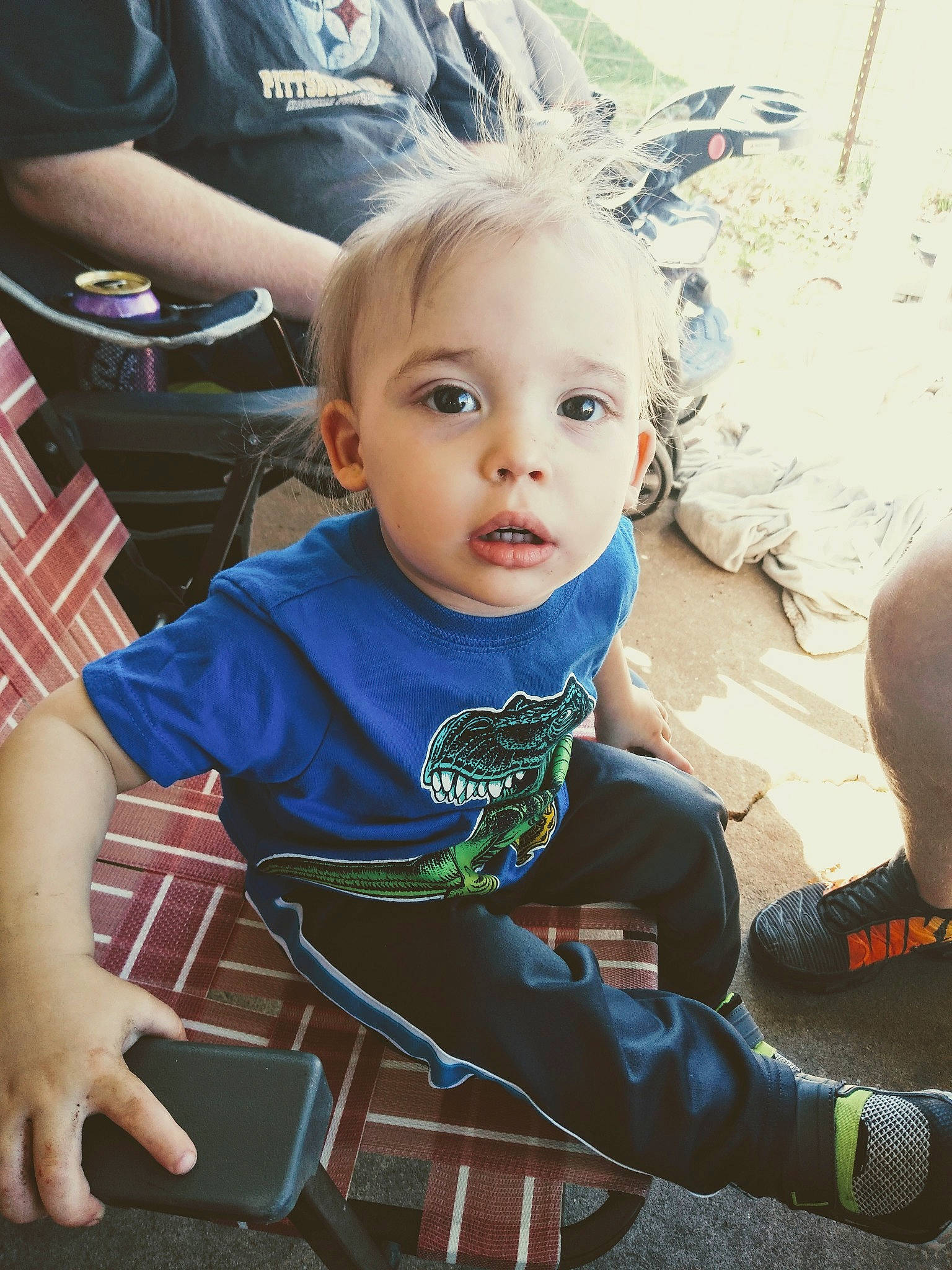 Brenton is registered to the contest to win money with this photo: baby, child, person, play, sitting, smile, toddler, vacation