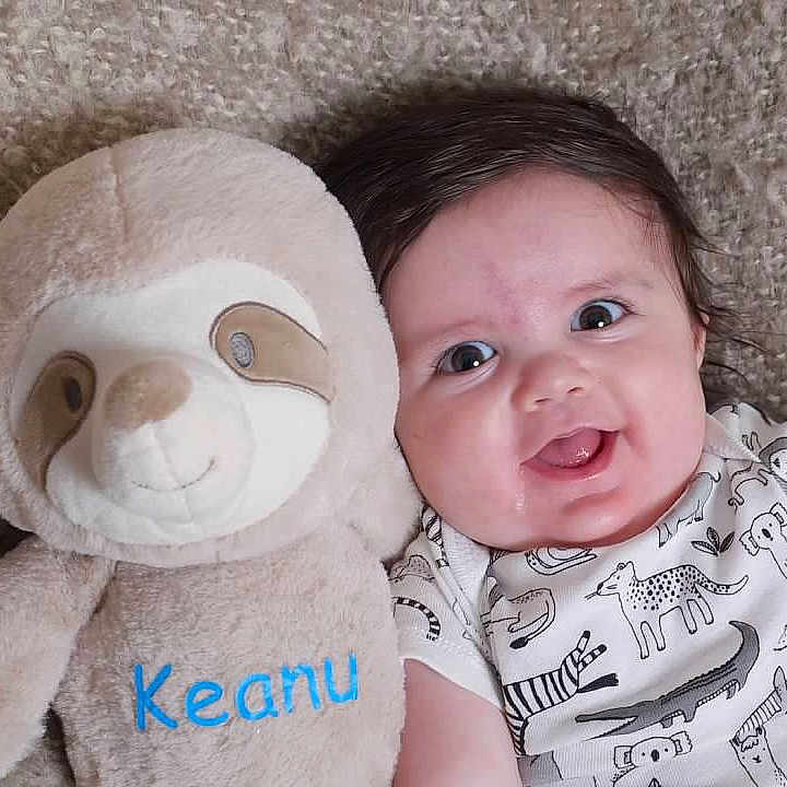 Keanu joined the competition — help win amazing prizes! baby, baby_toys, cheek, child, ear, face, happy, head, nose, plush, skin, smile, stuffed_toy, teddy_bear, textile, toddler, toy