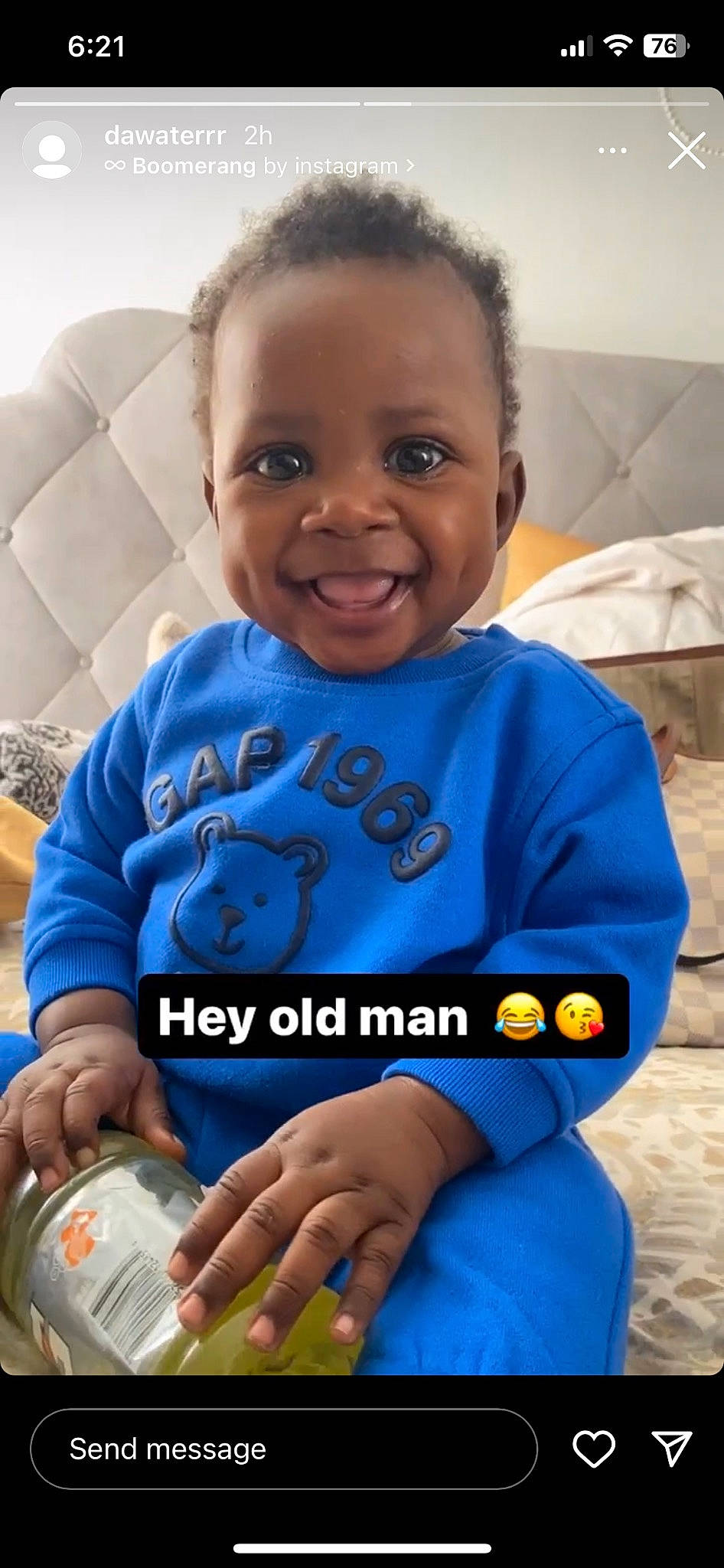 Dante Jr joined the competition — help win amazing prizes! baby, baby_playing_with_toys, baby_toddler_clothing, blue, child, comfort, electric_blue, finger, fun, hand, happy, joy, mouth, person, plastic_bottle, product, skin, sleeve, smile, t_shirt