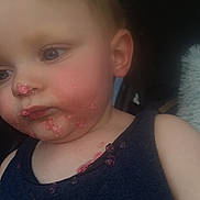 Hudson joined the competition — help win amazing prizes! car_interior, cheeks, child, chin, closeup, drool, ear, eyes, face, food, hair, jelly, messy_face, mouth, navy_shirt, nose, pink, skin, sleeveless_shirt, toddler