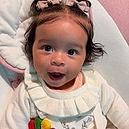 Addison joined the competition — help win amazing prizes! baby, child, closeup, colorful, comfort, cute, face, hair_bows, happy, indoor, infant, pink, playful, portrait, rattle, seat, smiling, straps, toy, white_sweater