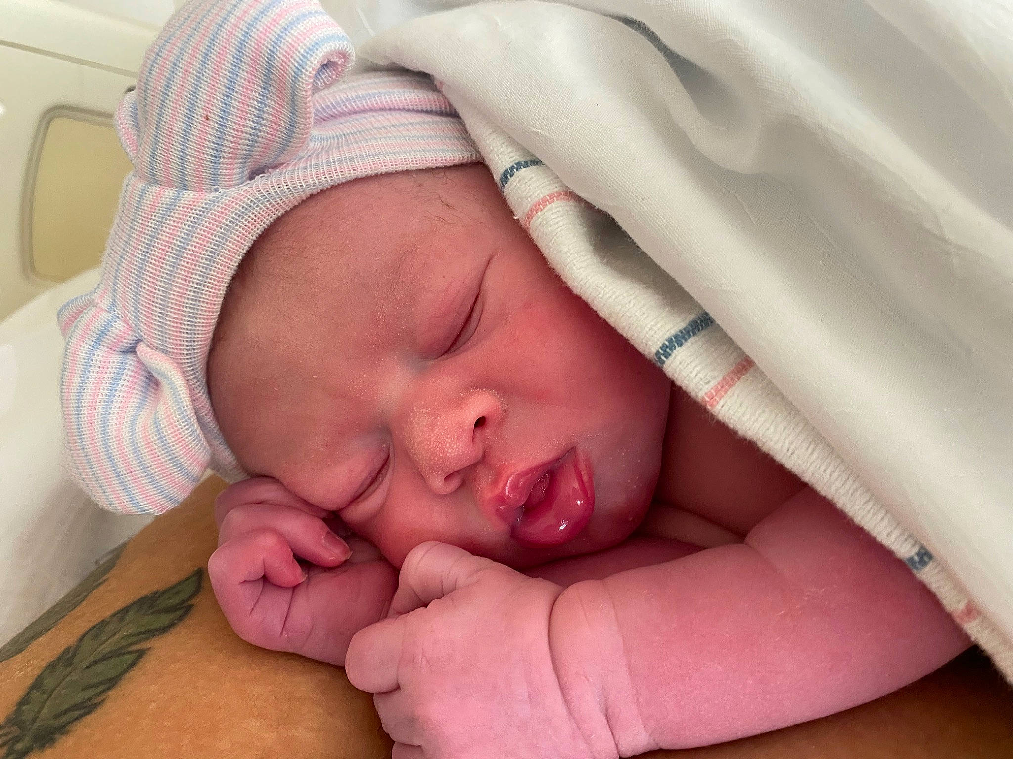 Julianna joined the competition — help win amazing prizes! baby, baby_products, baby_sleeping, bedtime, cheek, child, chin, comfort, eyebrow, finger, gesture, happy, headwear, linens, mouth, nail, nose, person, skin, textile