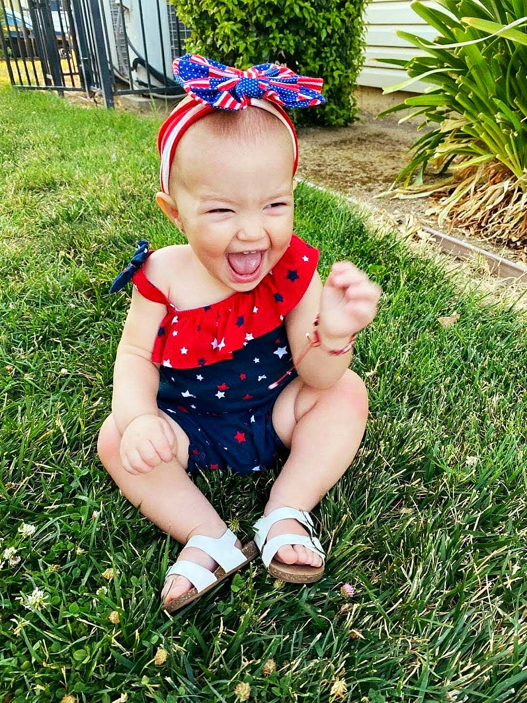 Leilah joined the competition — help win amazing prizes! baby, baby_toddler_clothing, child, costume_hat, eye, fashion_accessory, garden, grass, grass_family, happy, head, headband, joy, lawn, leisure, pattern, people_in_nature, person, plant, recreation