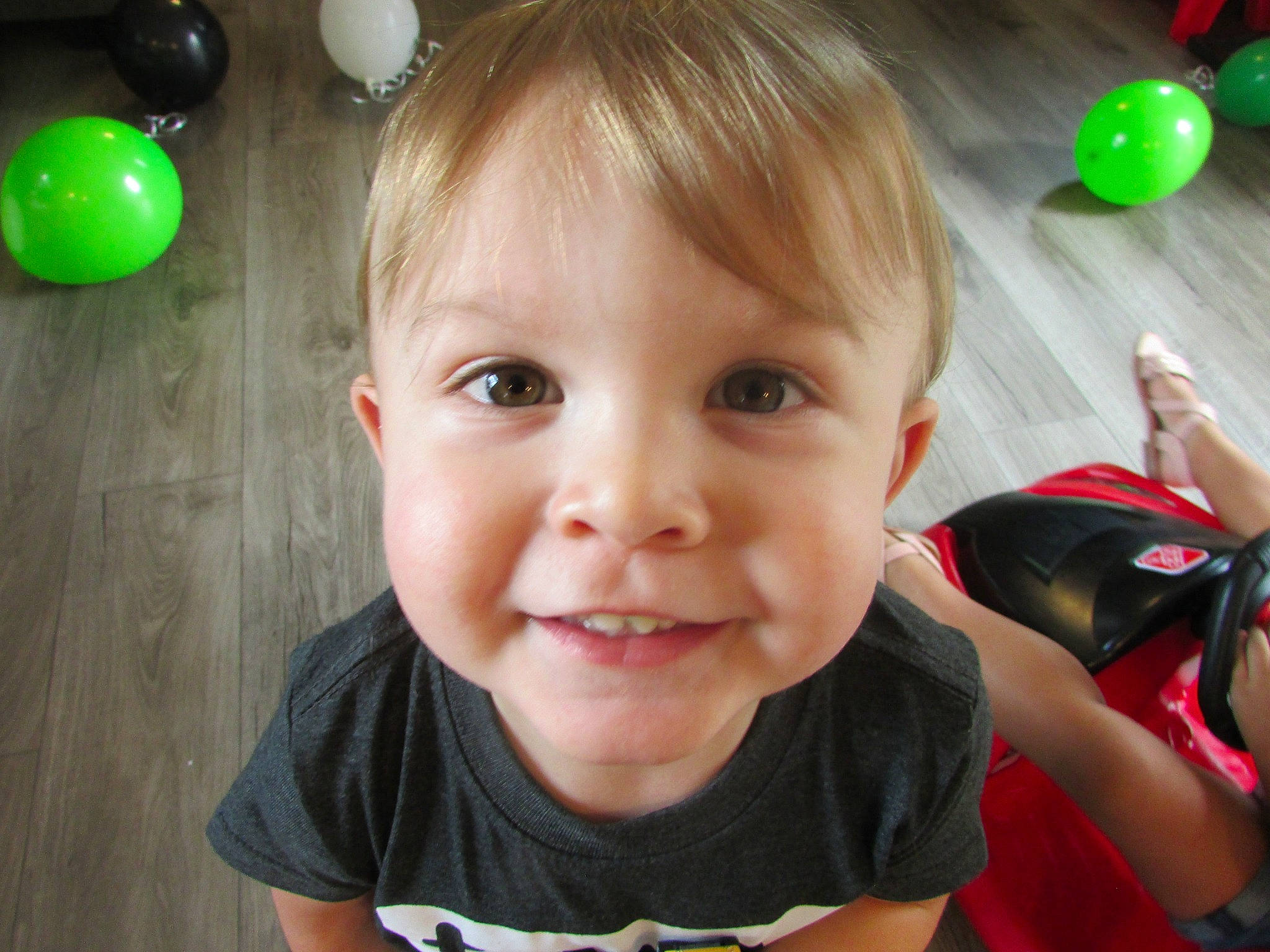 Charlie joined the competition — help win amazing prizes! balloon, cheek, ear, eyelash, facial_expression, gesture, green, hairstyle, happy, head, human, iris, joy, lip, nose, organ, person, photograph, product, skin