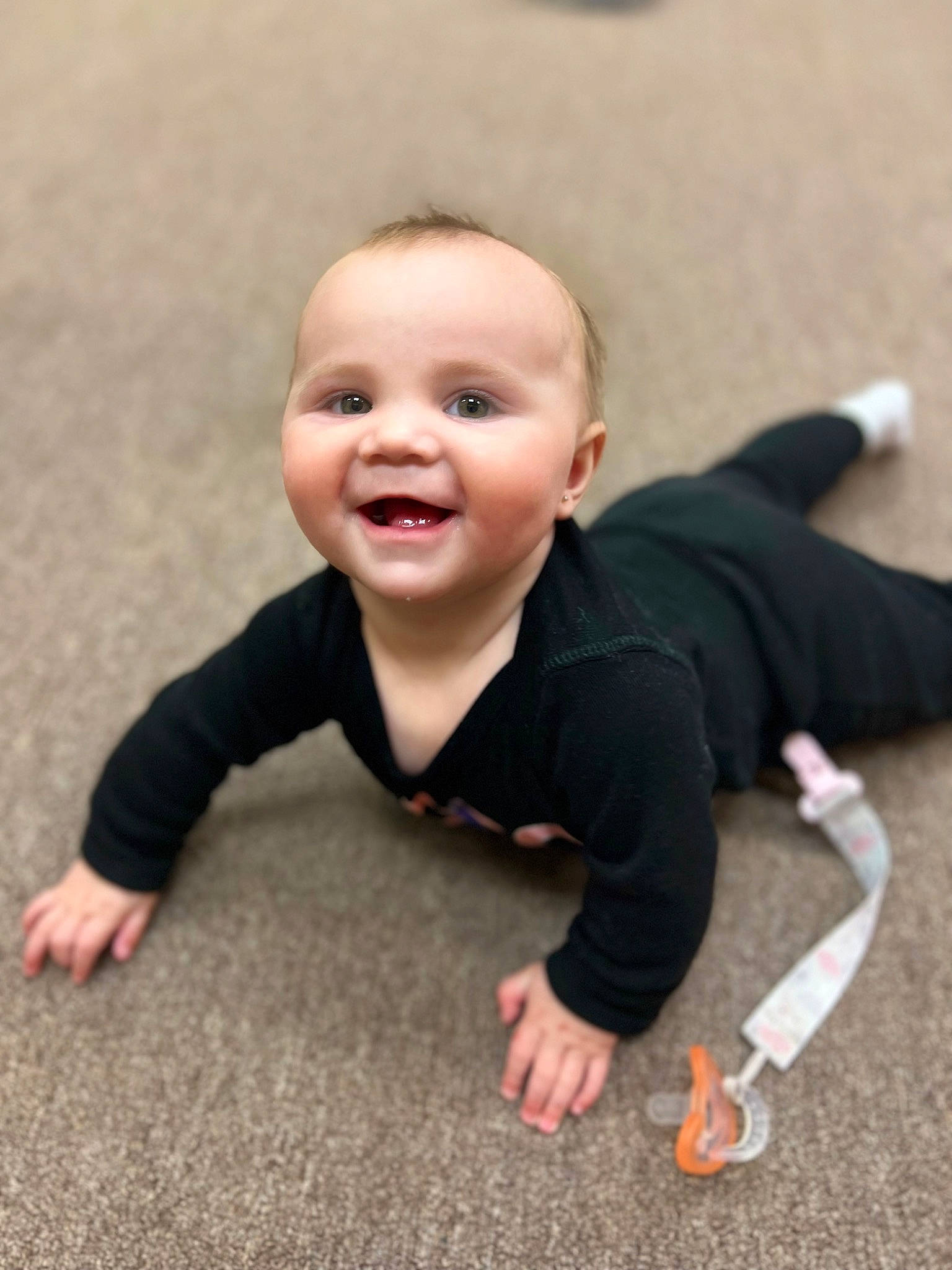 Ellah Rae-lynn is registered to the contest to win money with this photo: baby, baby_crawling, baby_toddler_clothing, cheek, crawling, facial_expression, finger, floor, flooring, fun, happy, hardwood, human_body, joy, nose, person, skin, sleeve, smile, standing